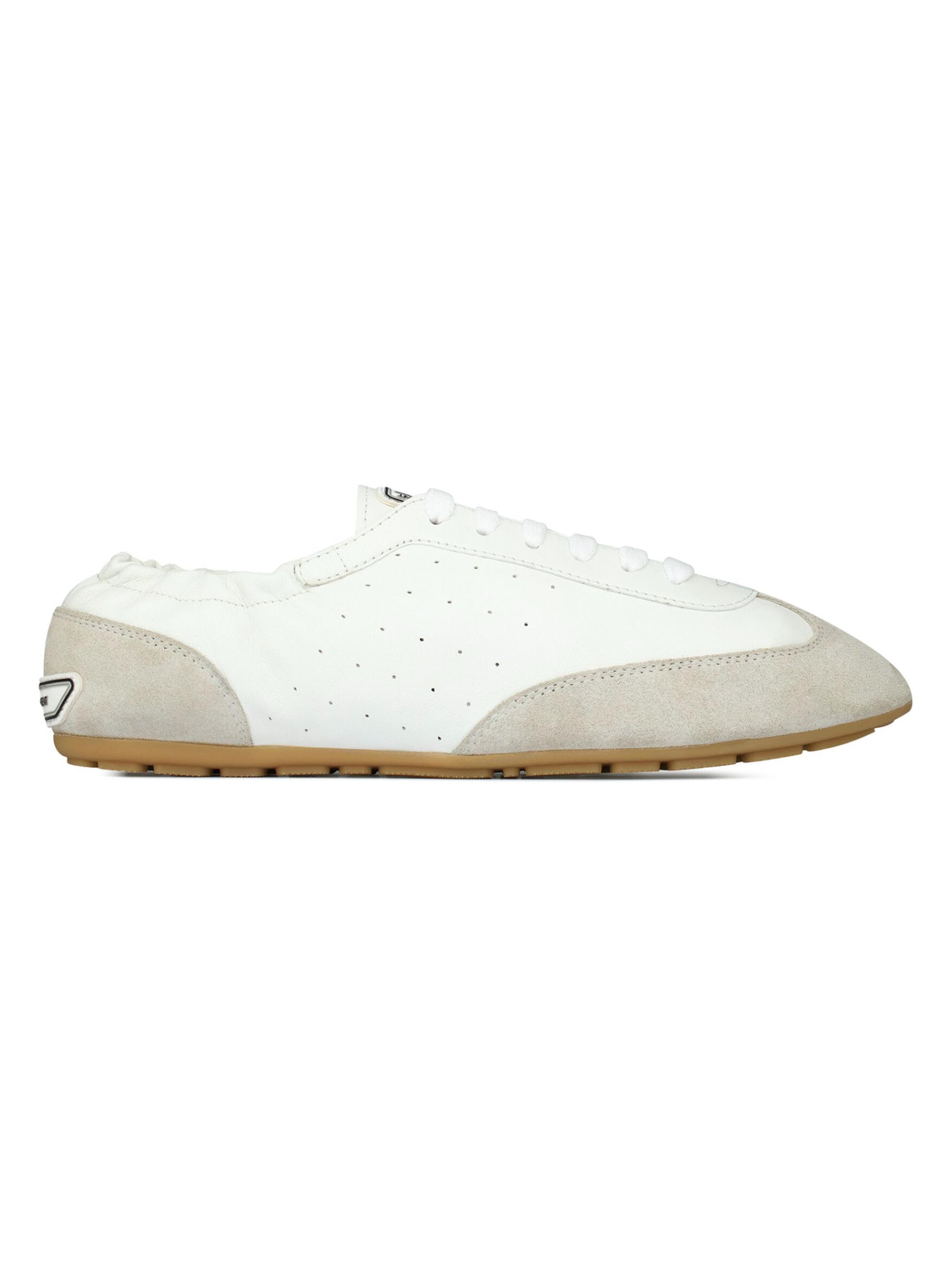 Saint Laurent Men's Lewis Sneakers in Leather and Suede - Blanc Optique