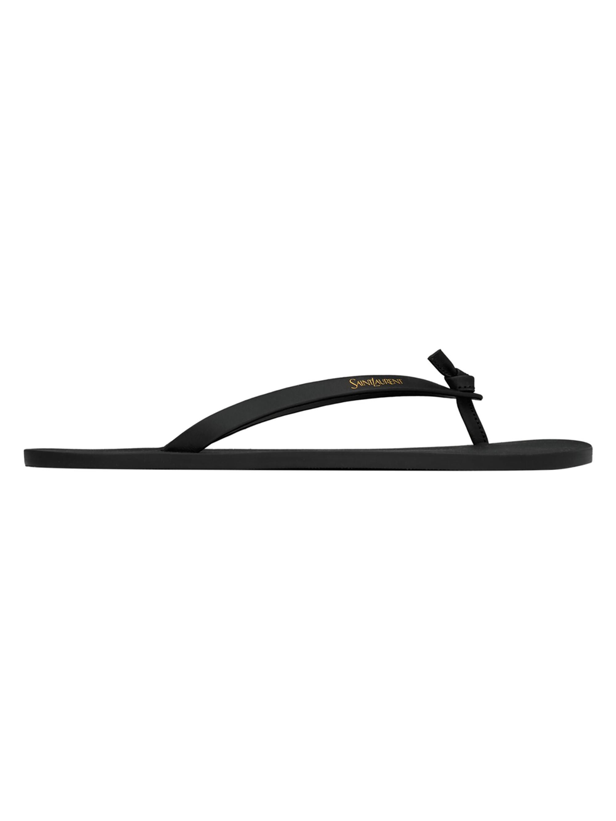 Saint Laurent Men's Pool Flip-Flops in Smooth Leather - Nero