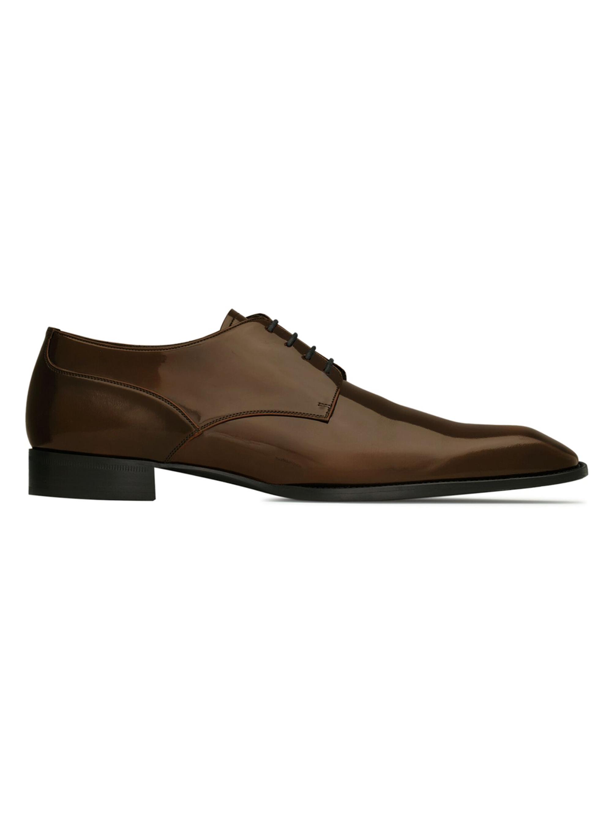 Saint Laurent Men's Stanton Derbies in Glazed Leather - Vintage Brown