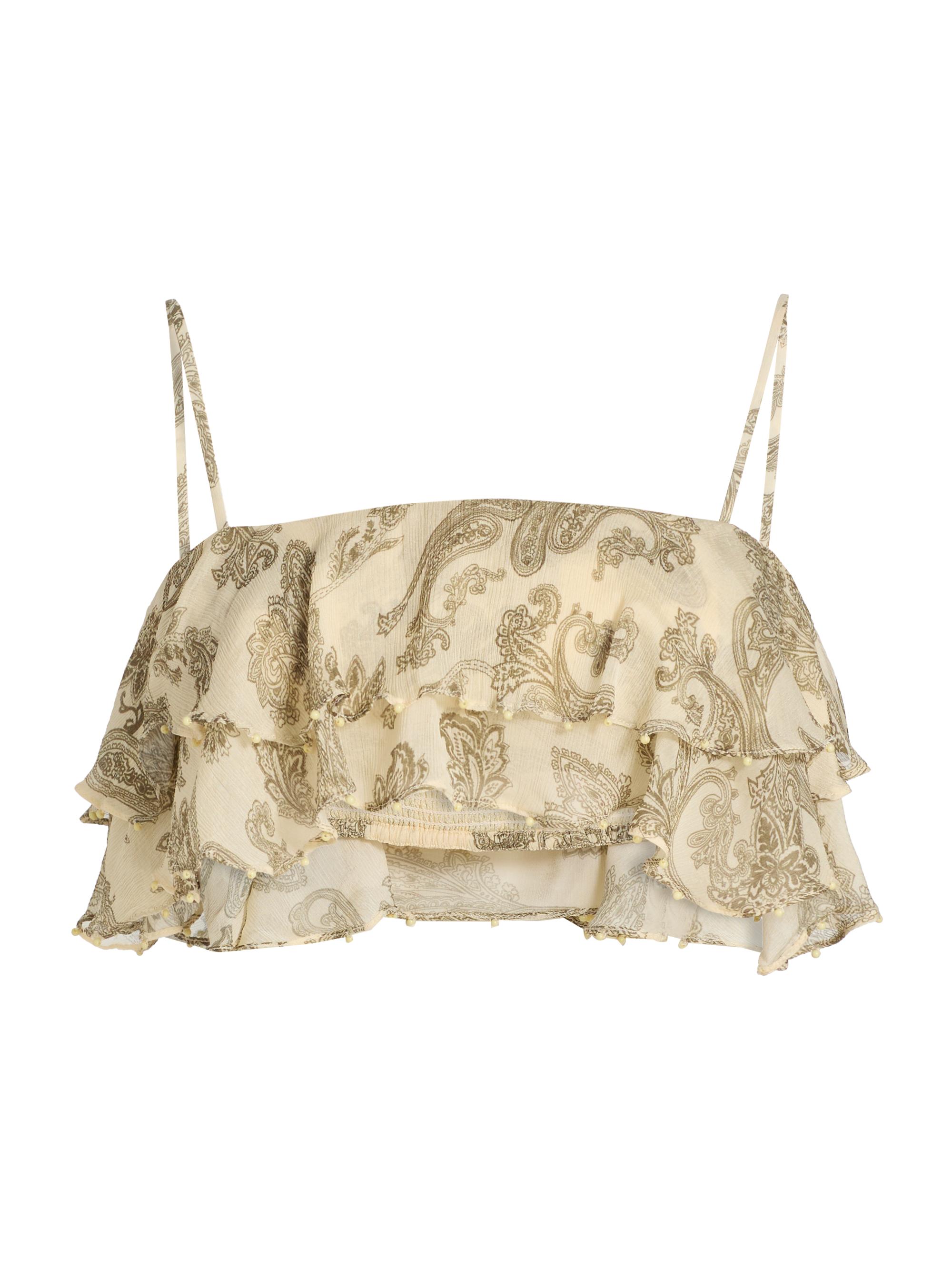 Hemant & Nandita Women's Paisley Tiered Ruffled Top