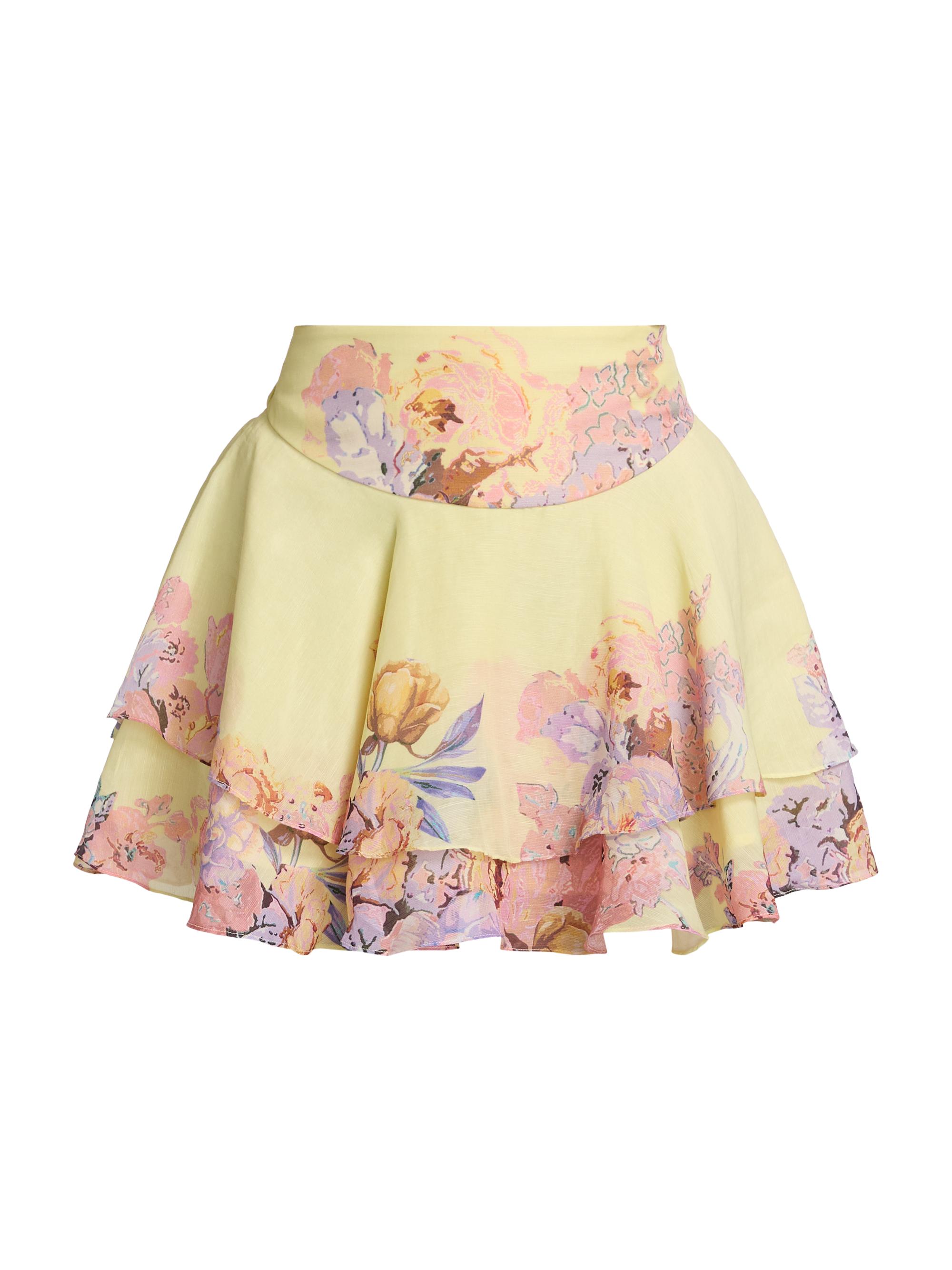 Hemant & Nandita Women's Floral Linen-Blend Miniskirt - Yellow