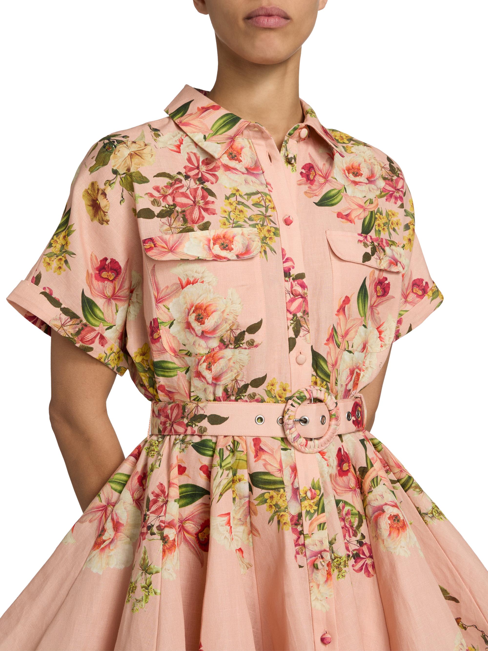 Hemant & Nandita Floral Tie-Waist A-Line Minidress | Saks Fifth Avenue