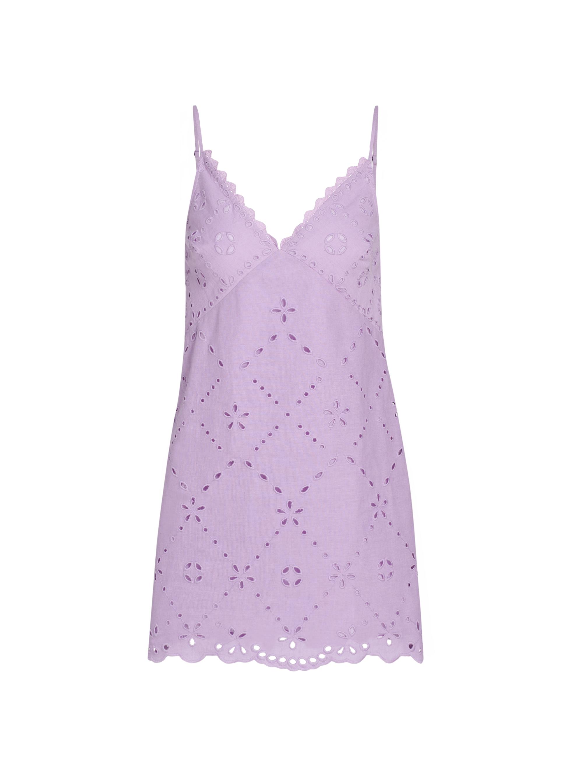 Hemant & Nandita Women's Cotton-Linen A-Line Minidress - Purple