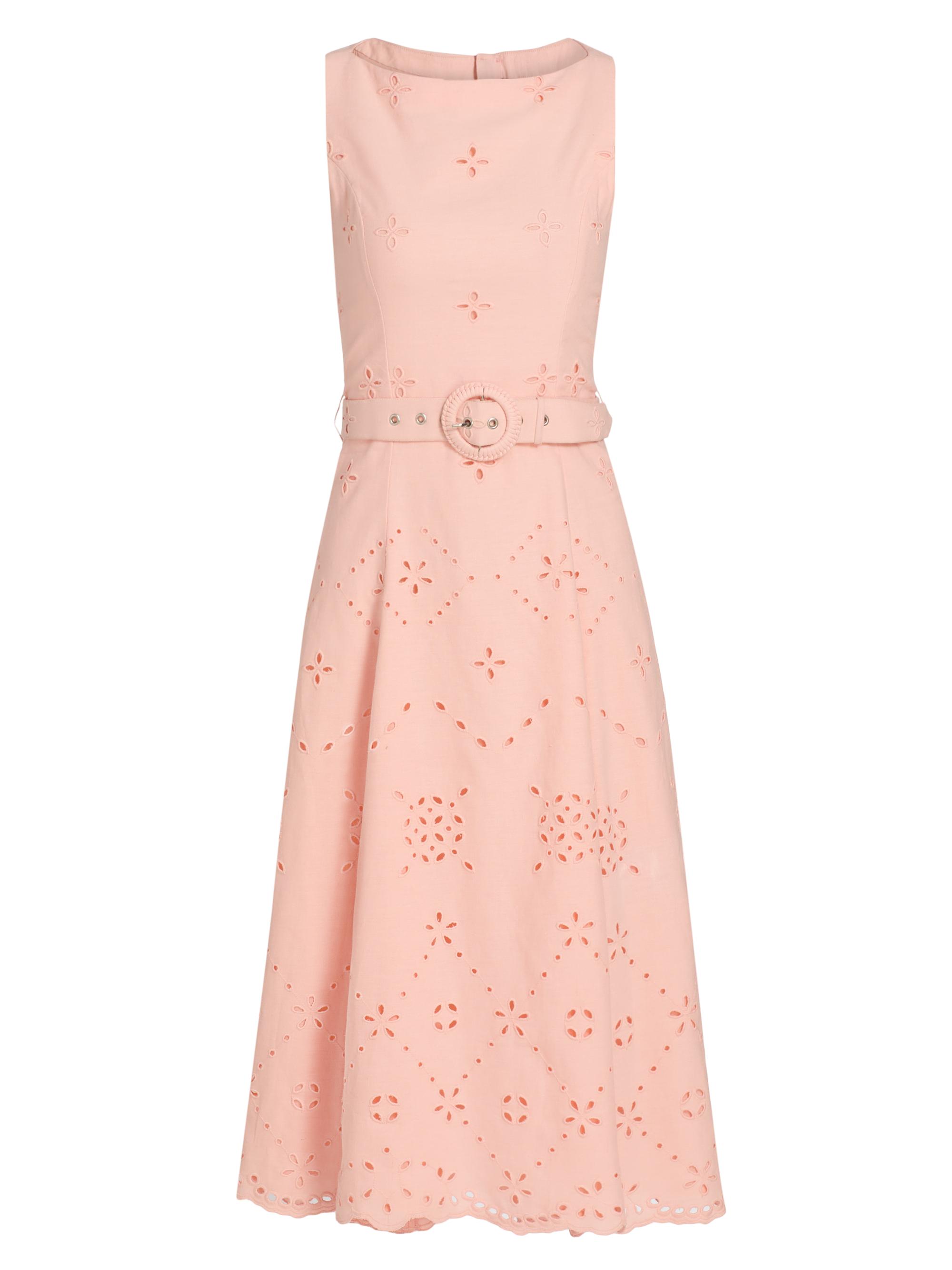 Hemant & Nandita Women's Eyelet Embroidered A-Line Midi-Dress - Peach