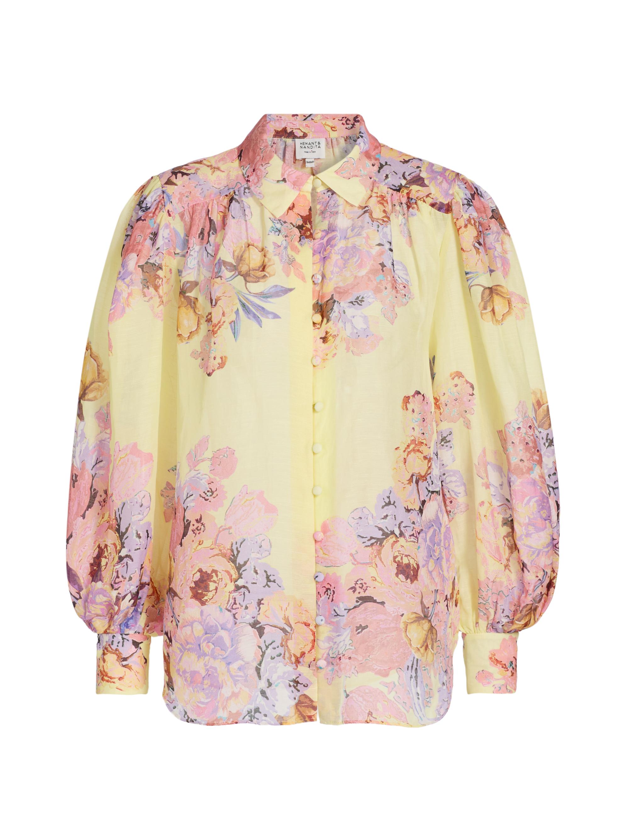 Hemant & Nandita Women's Floral Boho Shirt - Yellow