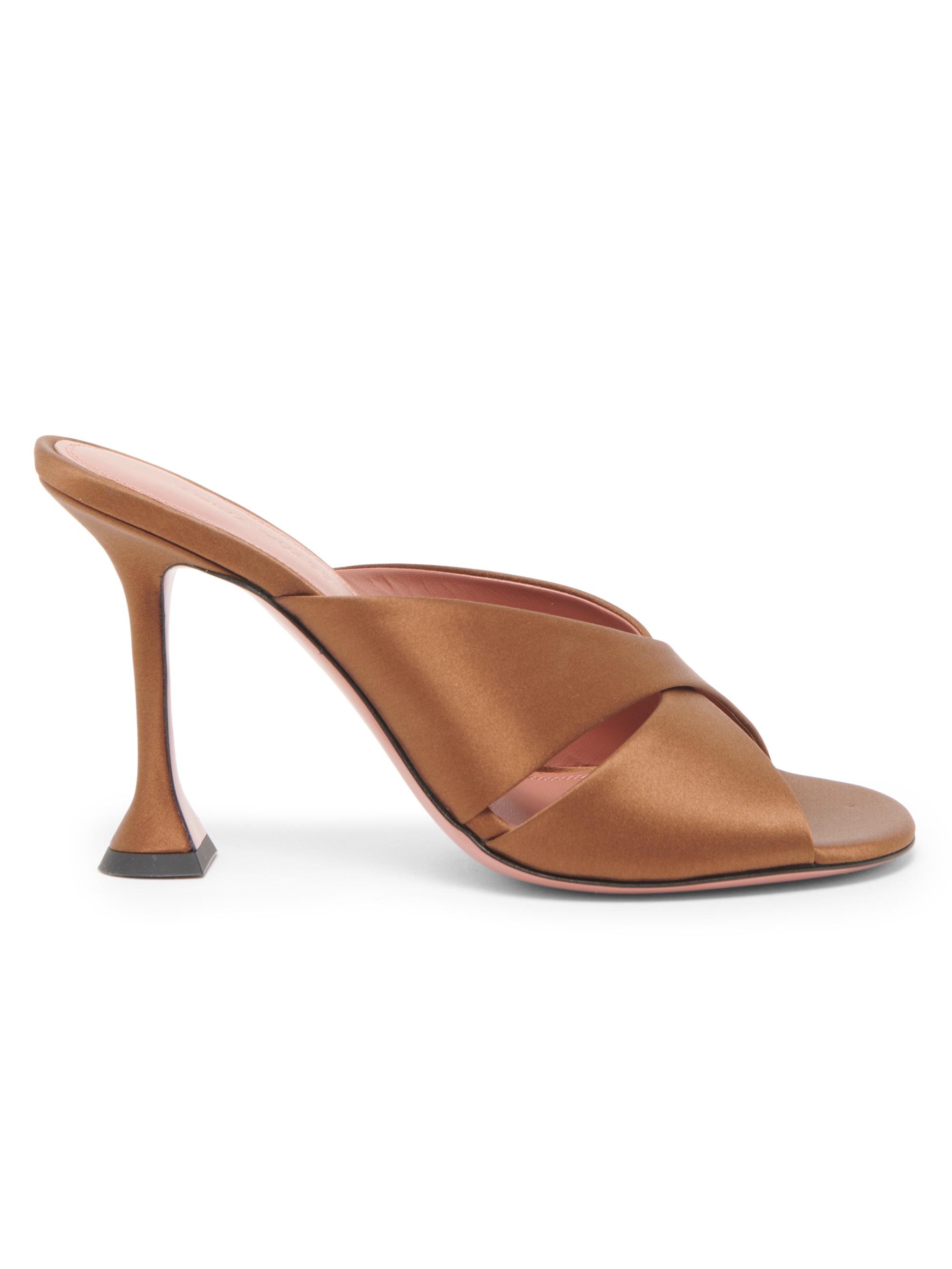 Amina Muaddi Women's Salma 95MM Satin Mules - Mocha Satin