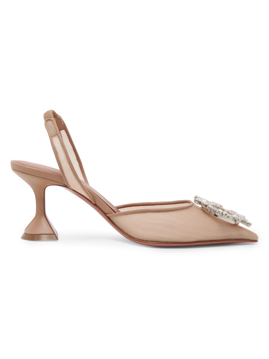 Amina Muaddi Women's Begum 70mm Mesh Slingback Pumps In Brown