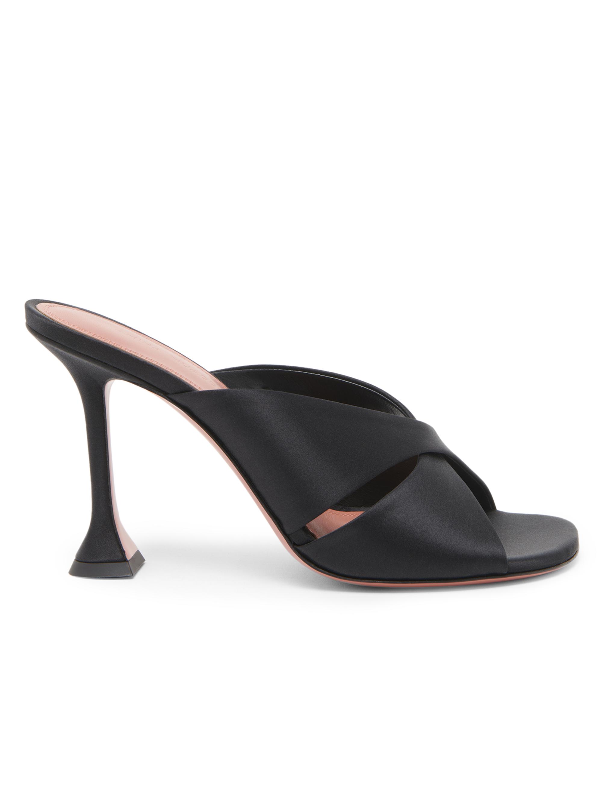 Amina Muaddi Women's Salma 95MM Satin Mules - Black Satin