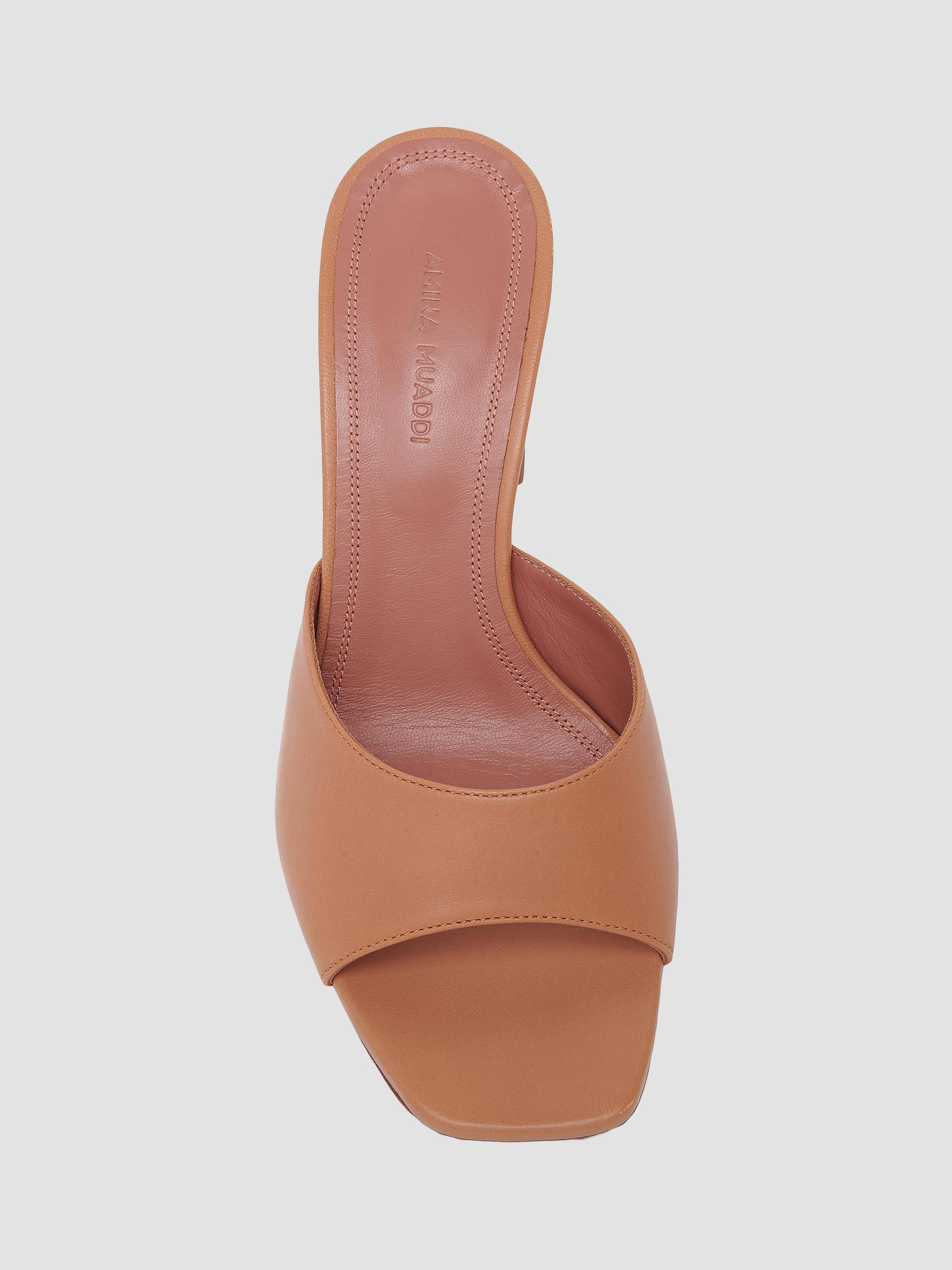 Amina Muaddi Lupita 95MM Leather Slip-On Sandals | Saks Fifth Avenue
