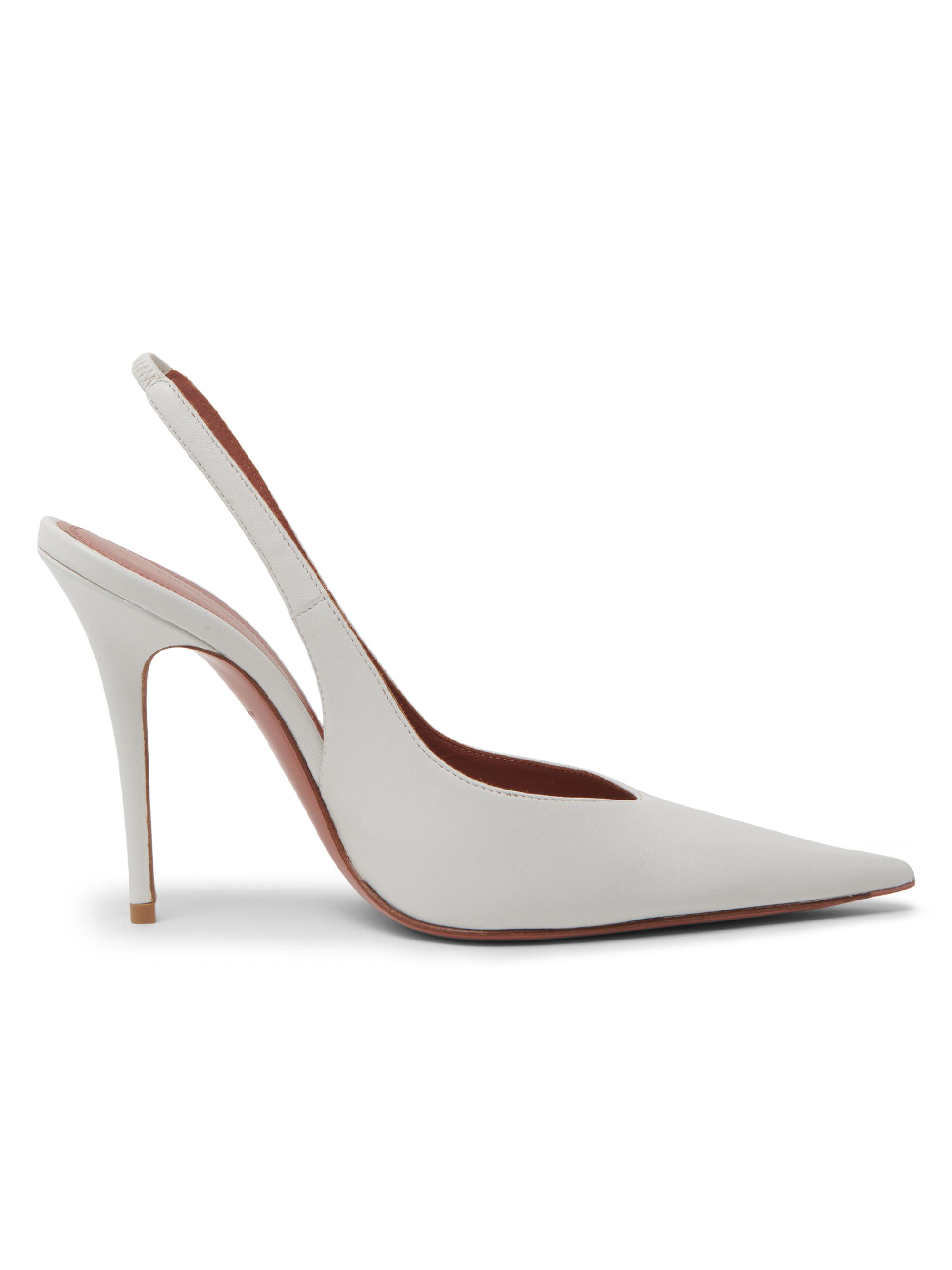 Amina Muaddi Women's Anok 105MM Leather Slingback Pumps - White Nappa