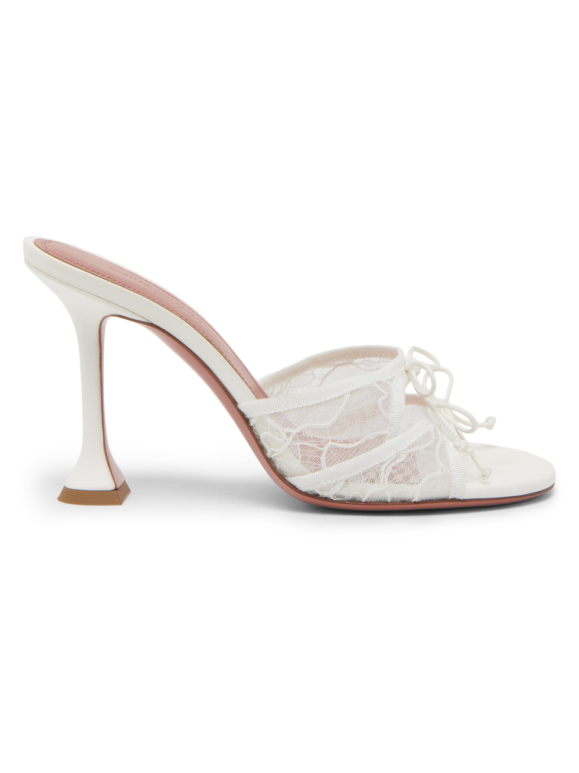 Amina Muaddi Women's Elenora 95MM Lace Slip-On Sandals -  Lace