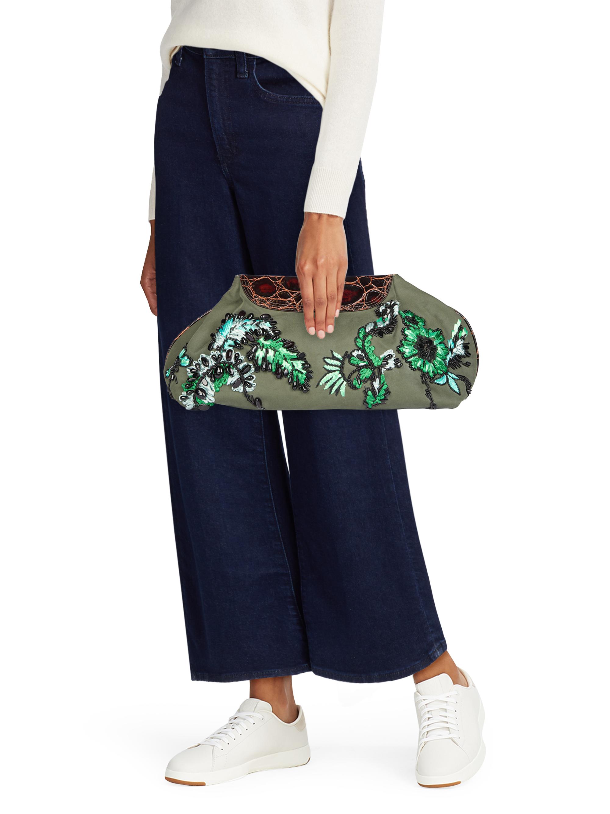 Dries Van Noten Women's Medium Embroidered Cotton Clutch - Bottle | Thumbnail 3