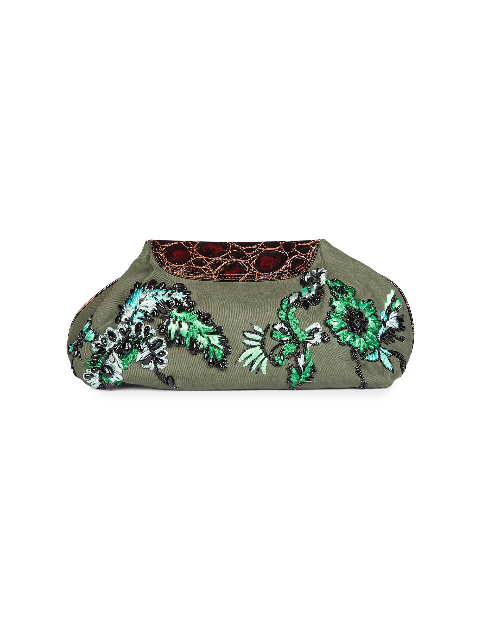 Dries Van Noten Women's Medium Embroidered Cotton Clutch - Bottle | Thumbnail 5