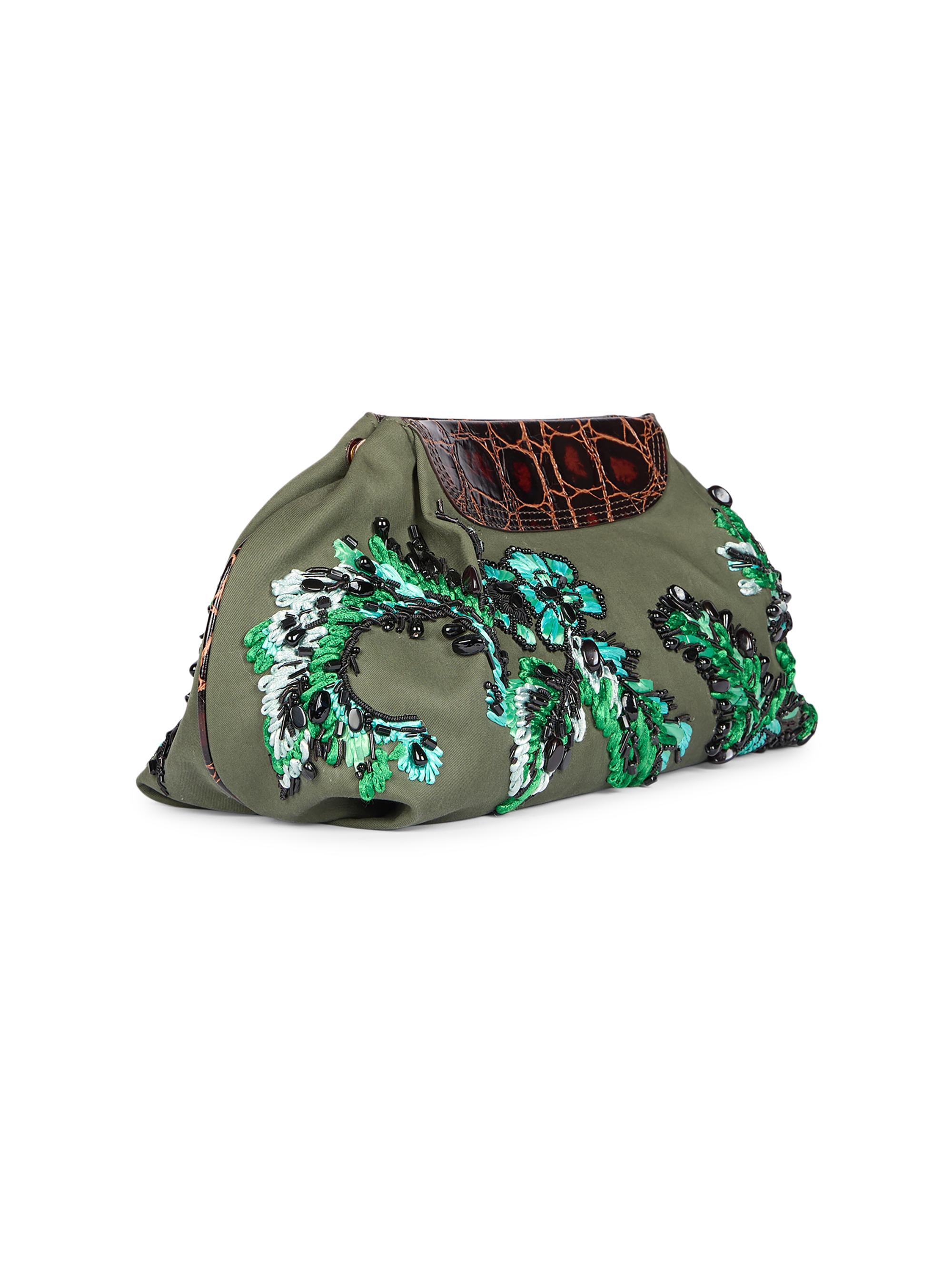 Dries Van Noten Women's Medium Embroidered Cotton Clutch - Bottle | Thumbnail 8
