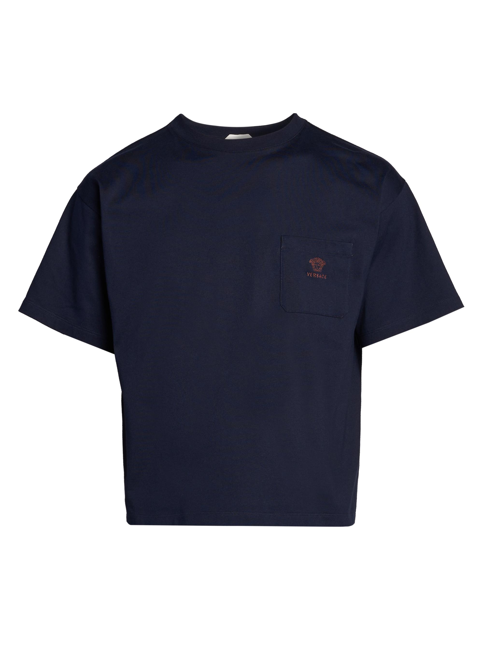 Versace Men's Medusa Pocket Crewneck T-Shirt - Navy Blue