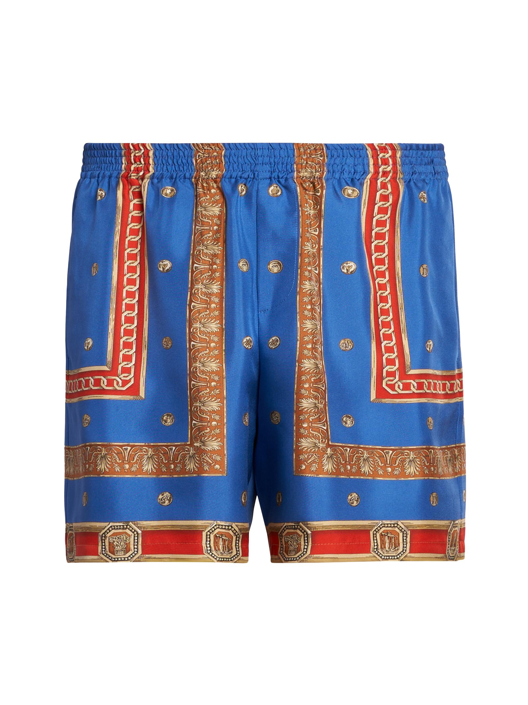 Versace Men's The Ring Master Silk Twill Shorts - Royal Blue Red