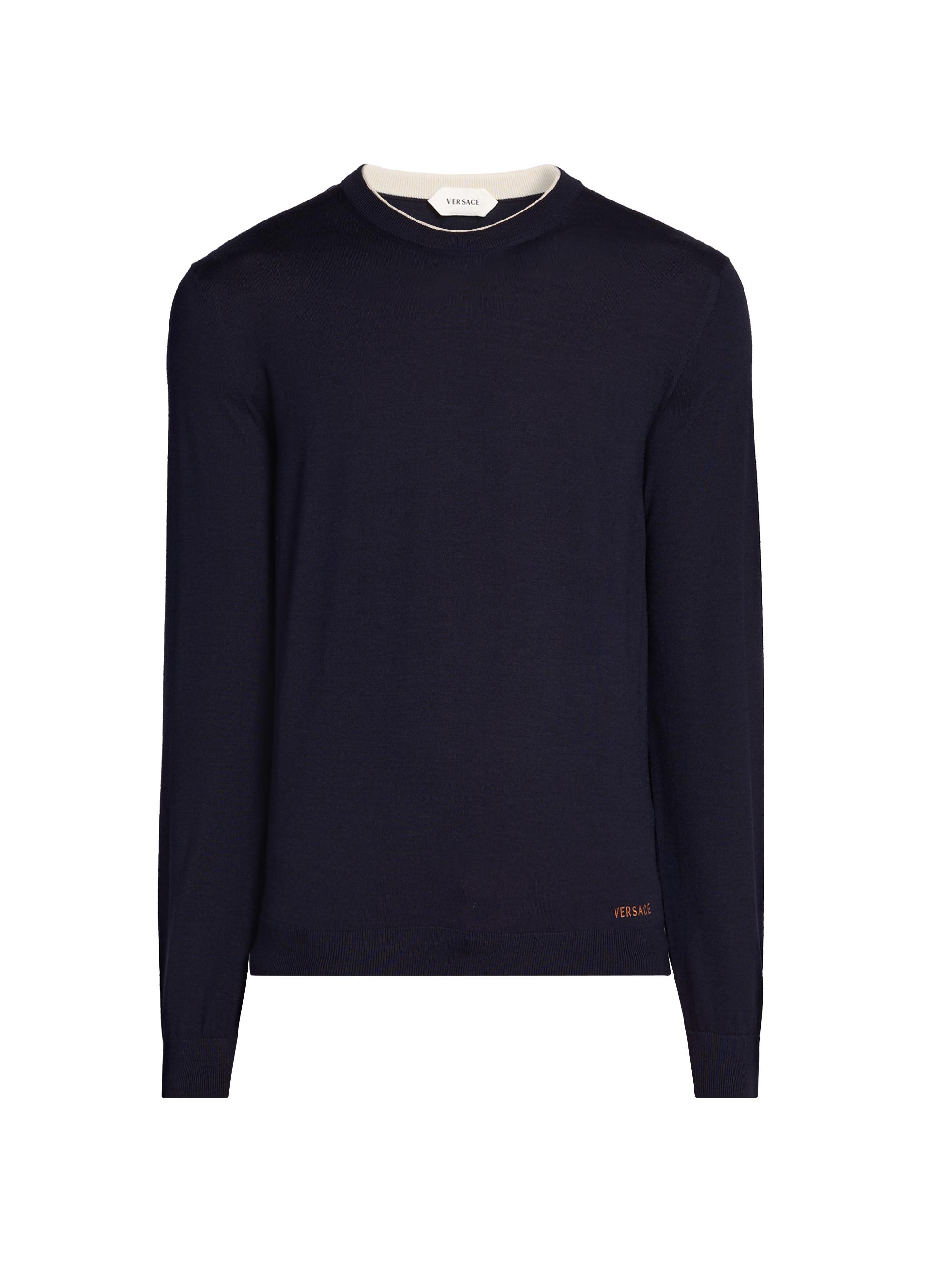Versace Men's Wool Crewneck Sweater - Navy
