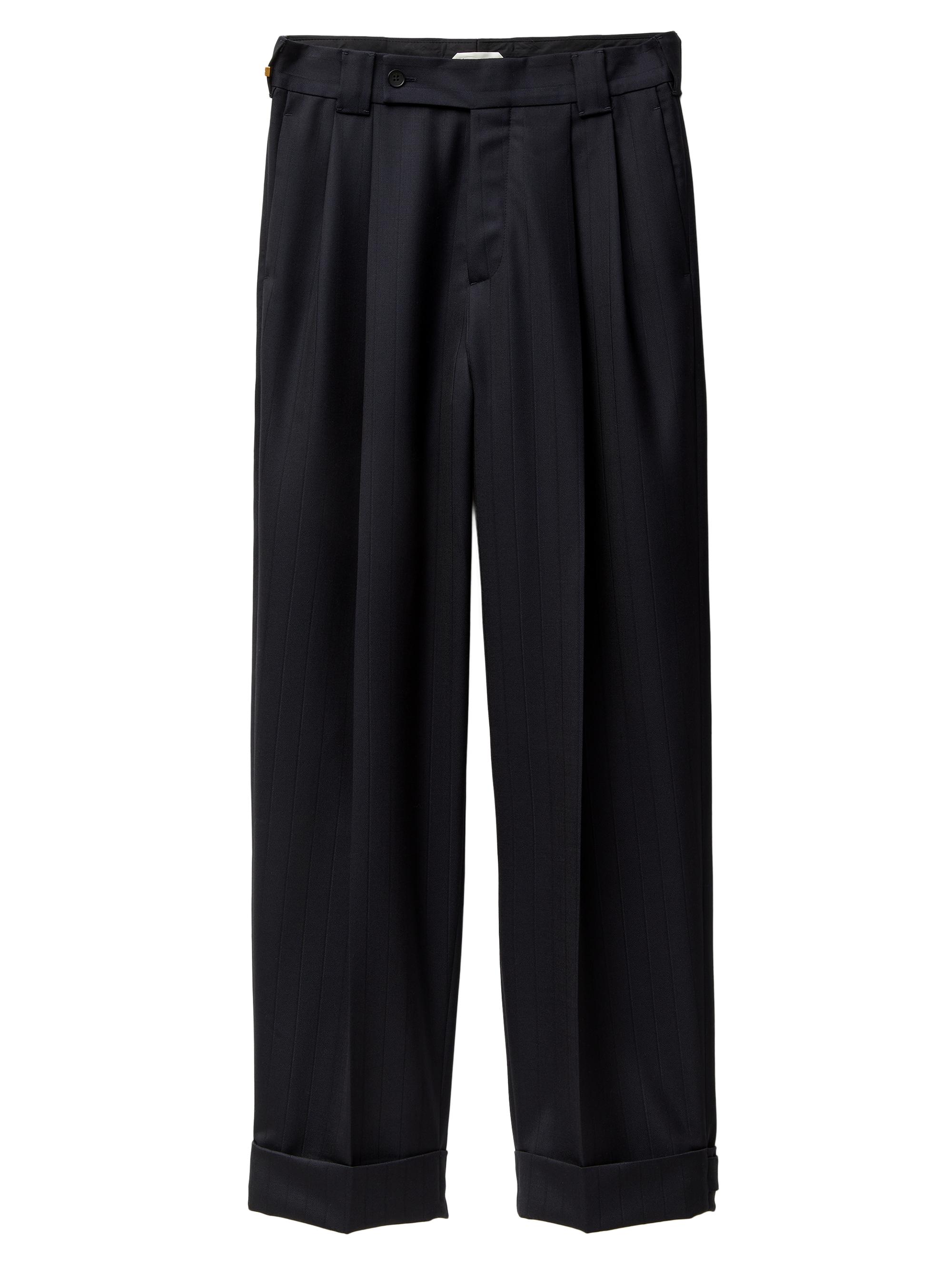 Versace Men's Pinstriped Virgin Wool Pants - Dark Navy Black