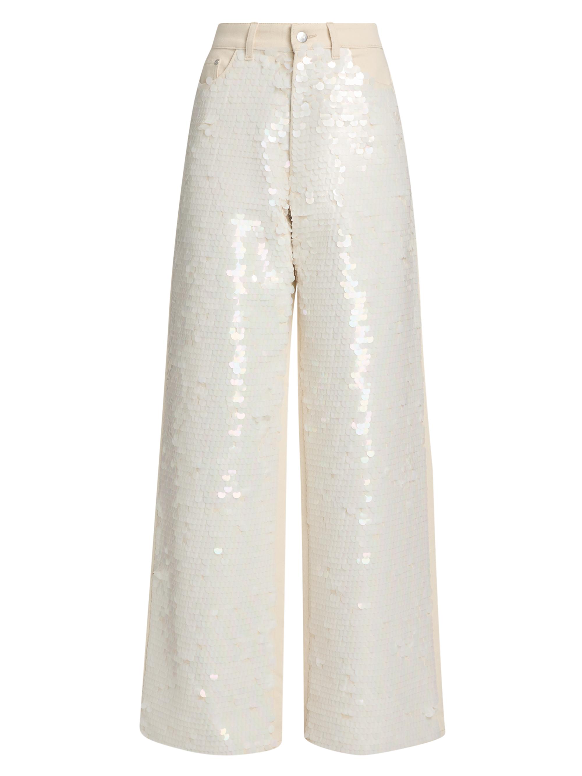 Stella McCartney Women's Opalesence Sequin Wide-Leg Jeans -  White Denim