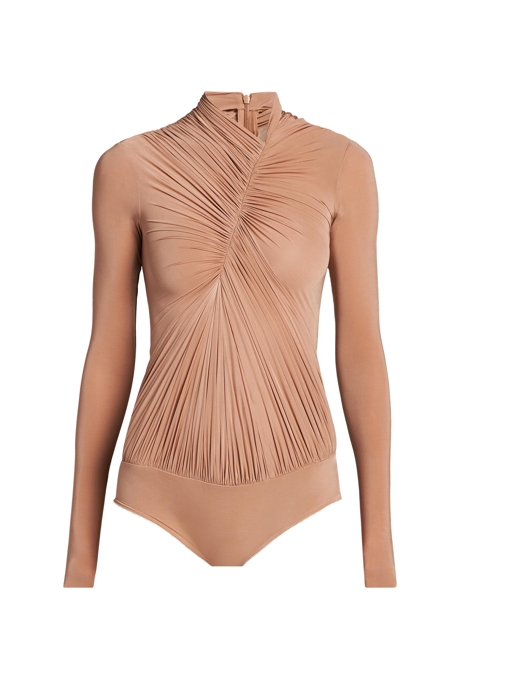 Stella McCartney Women's Gathered Crepe Jersey Bodysuit - Brandy