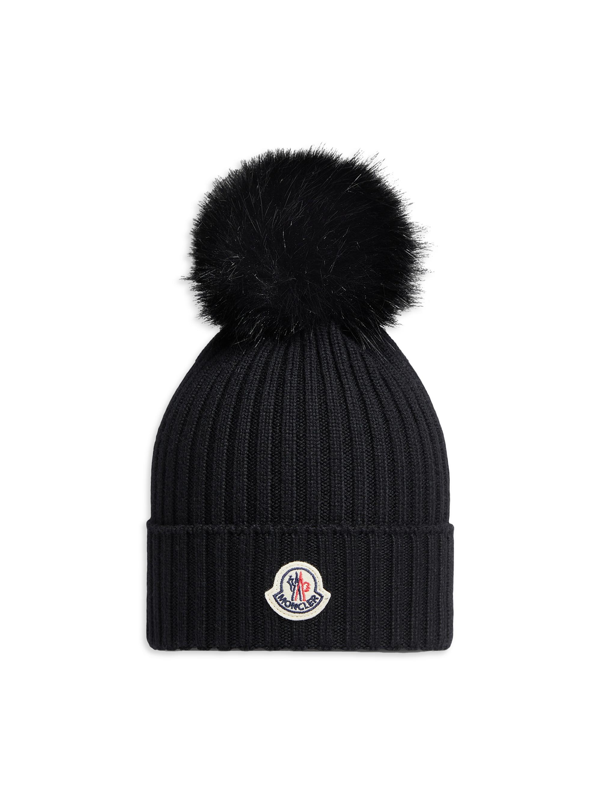 Moncler Little Girl's & Girl's Beanie Hat in Wool - Black