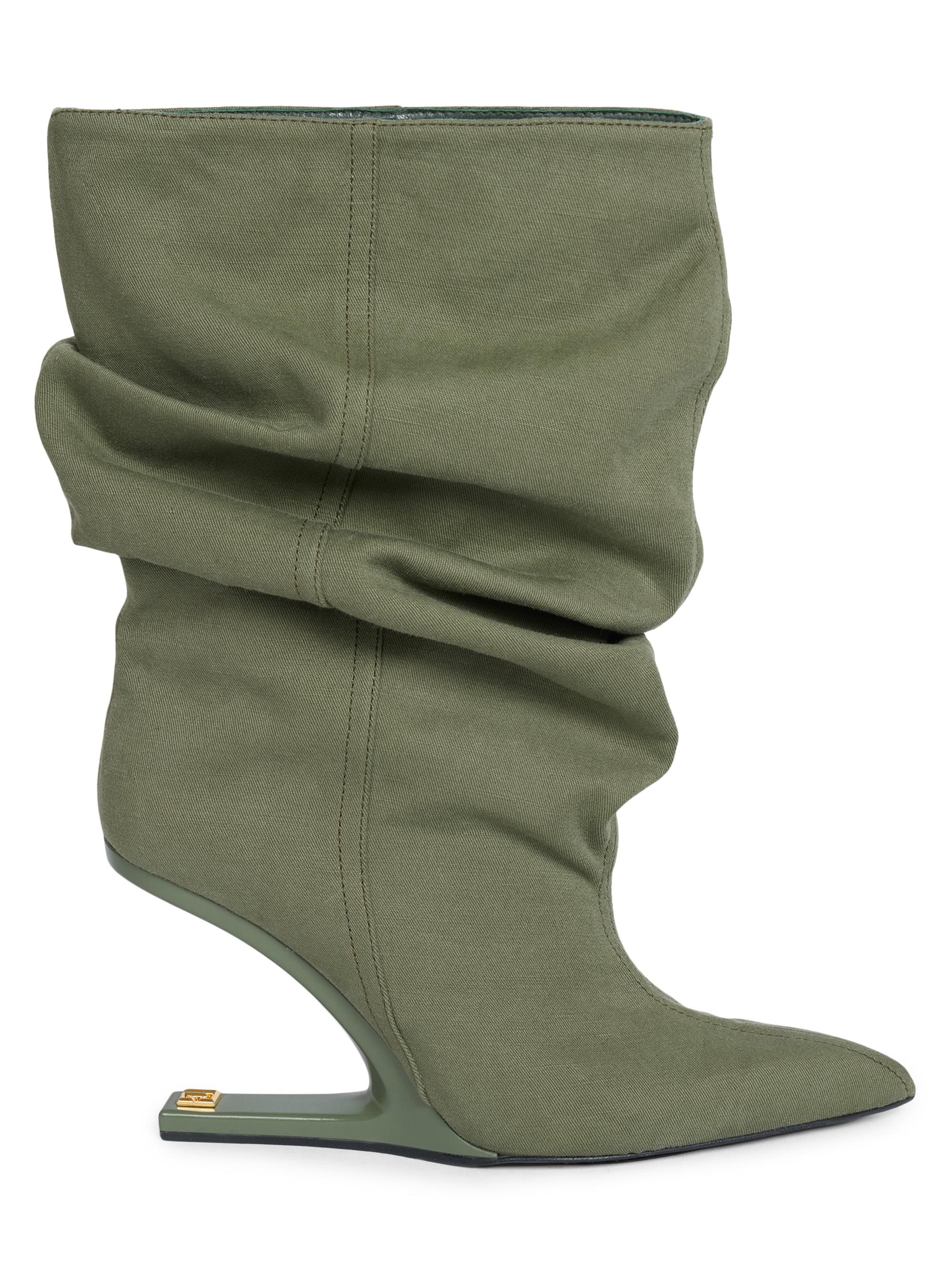 Balmain Women's 95MM Draped Sculptural Ankle Boots - Vert