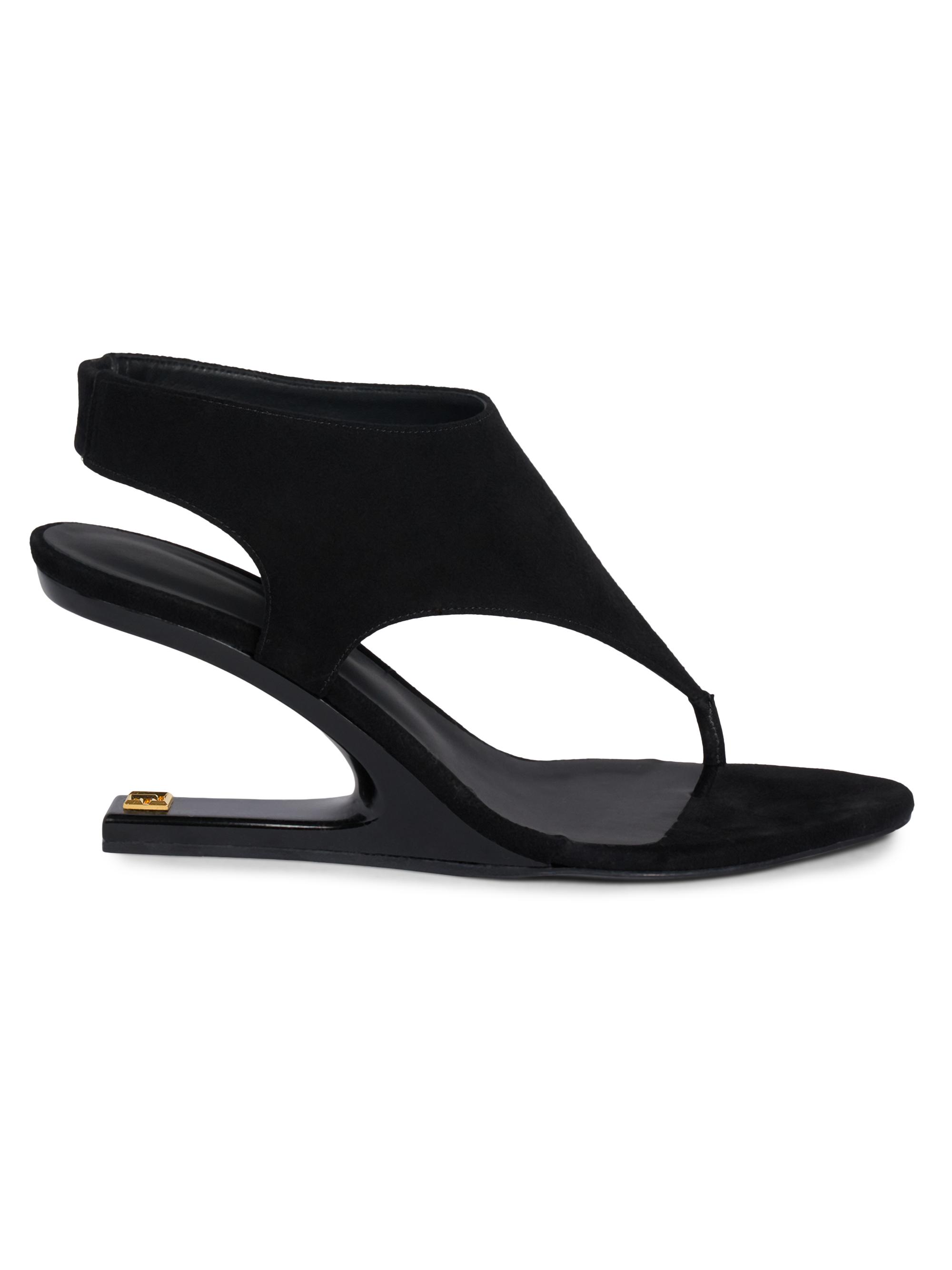 Balmain Women's 75MM Suede Slingback Sandals - Noir