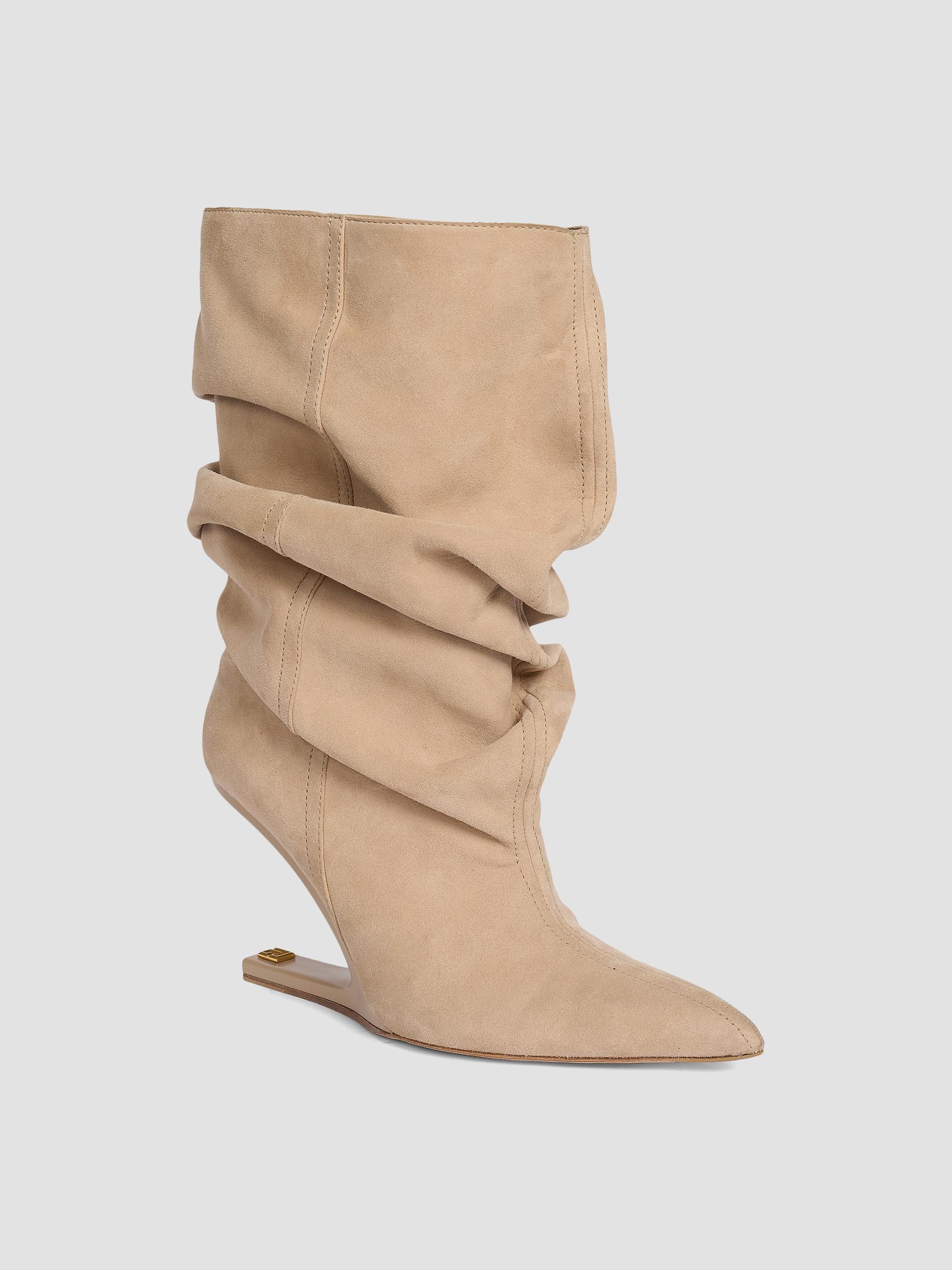 Balmain 95MM Draped Suede Sculptural Ankle Boots | Saks Fifth Avenue