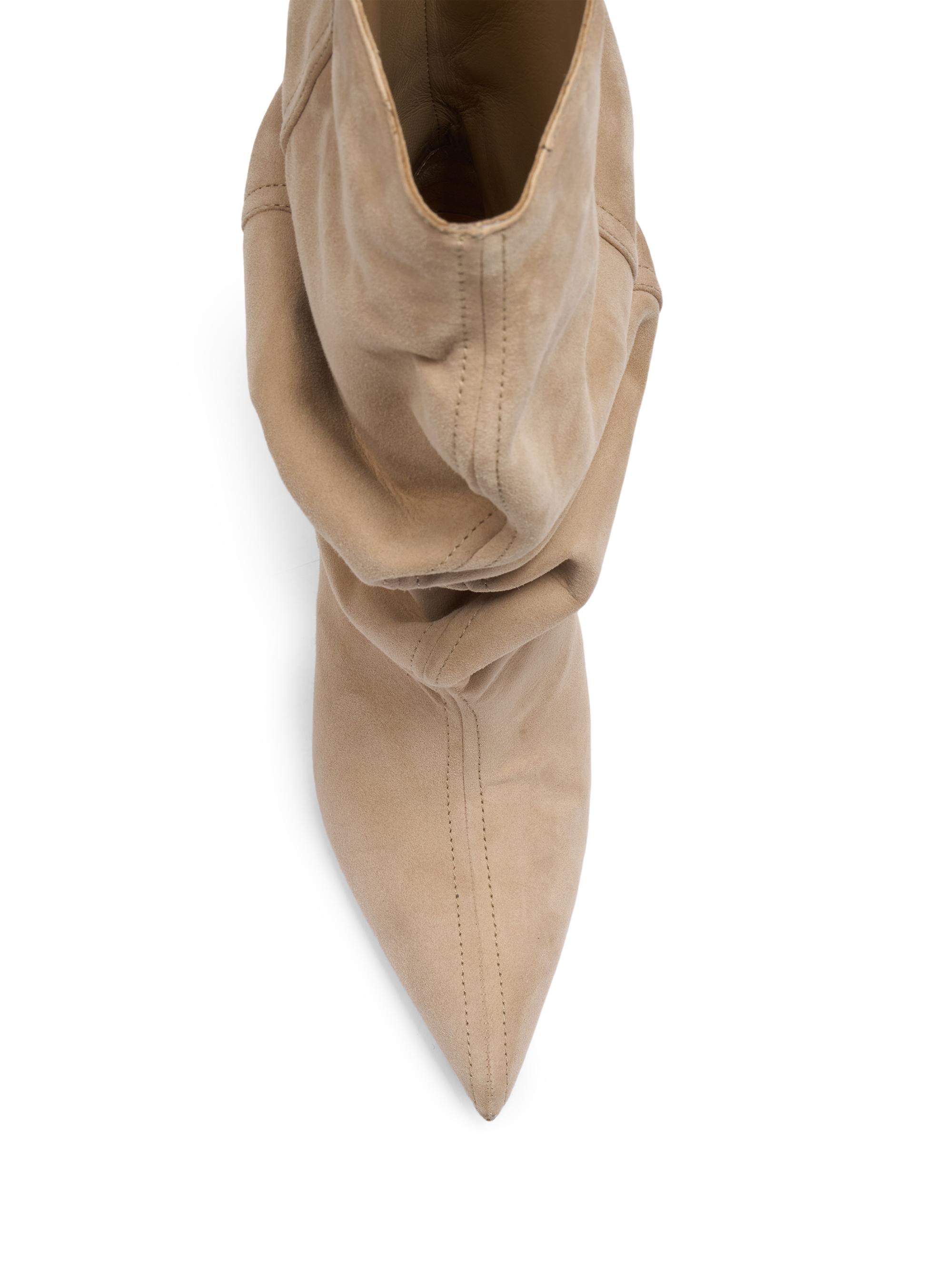 Balmain 95MM Draped Suede Sculptural Ankle Boots | Saks Fifth Avenue