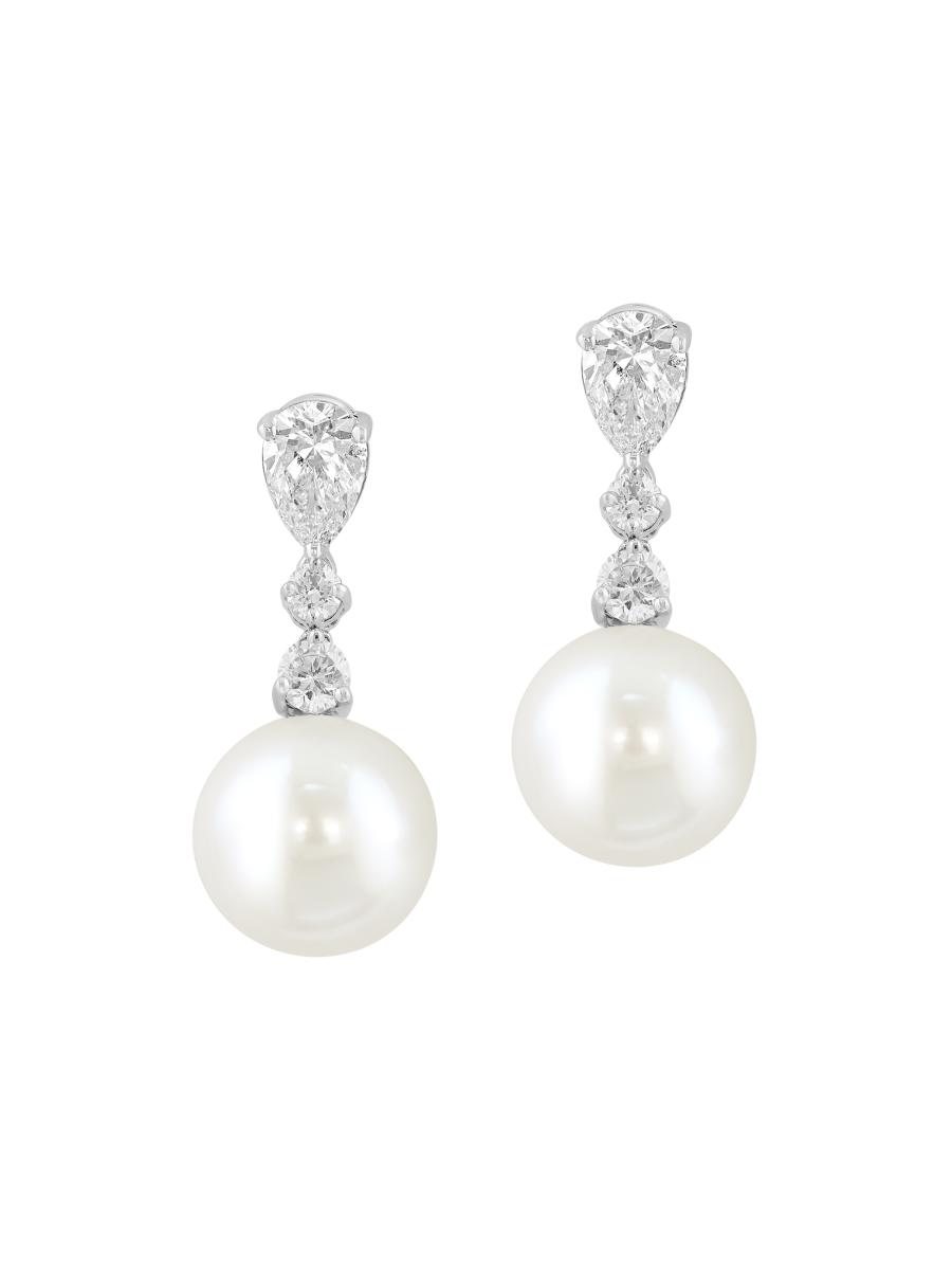 Saks Fifth Avenue Women's 18k White Gold & 1.28 Tcw Lab-grown Diamond Drop Earrings