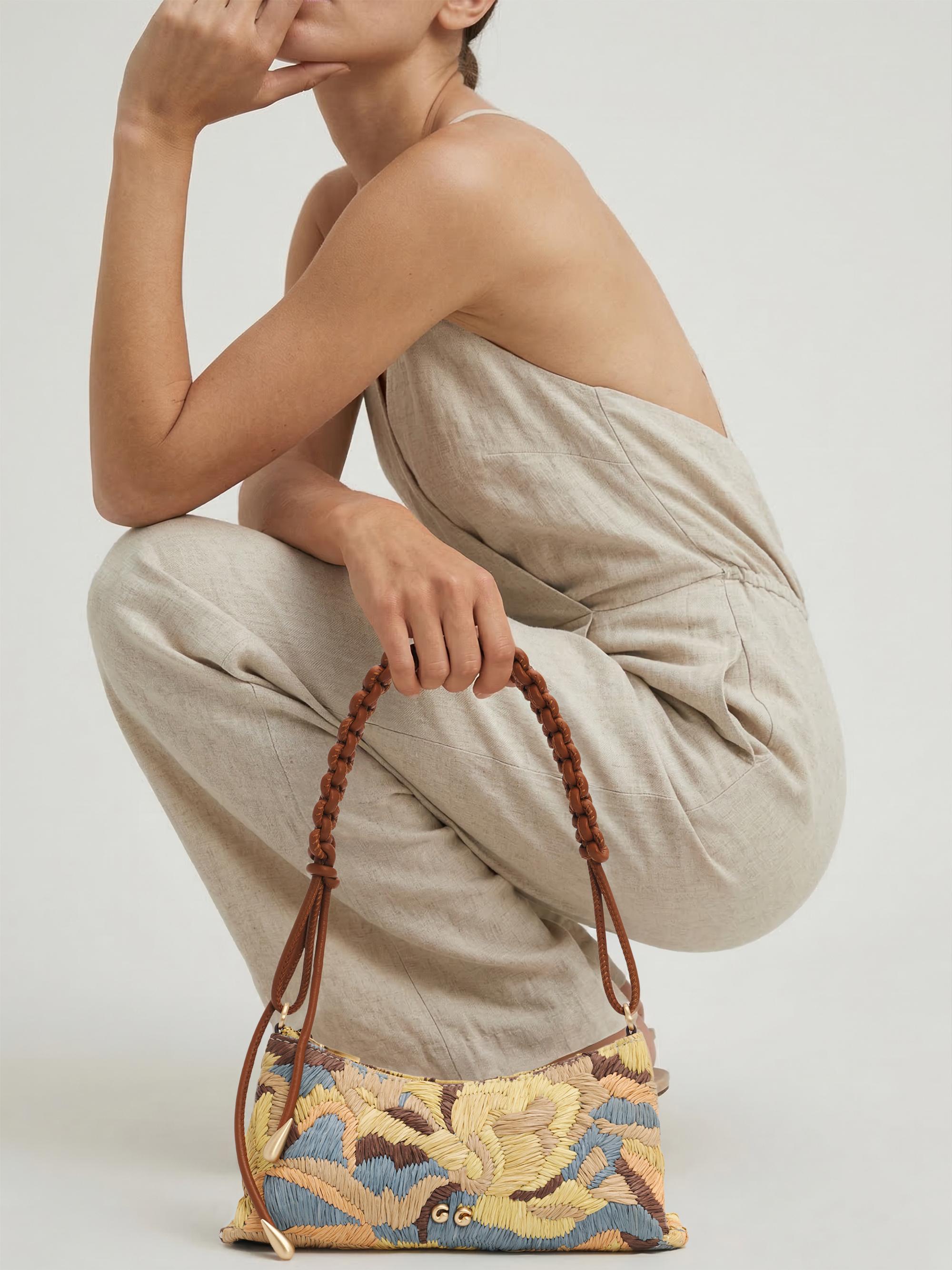 Cult Gaia Osa Patterned Raffia Shoulder Bag | Saks Fifth Avenue