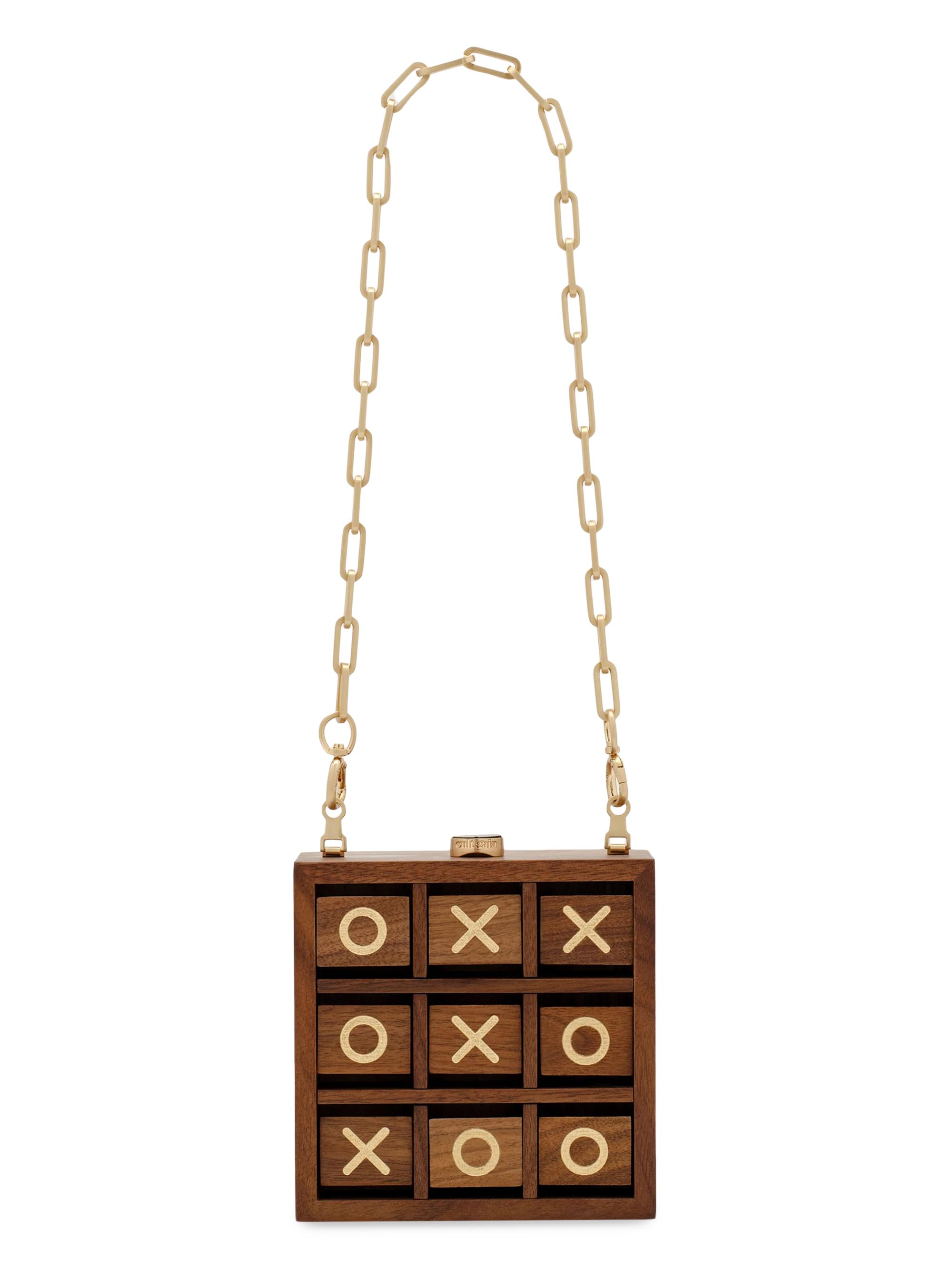 Cult Gaia Women's Tic Tac Toe Wooden Clutch - Walnut