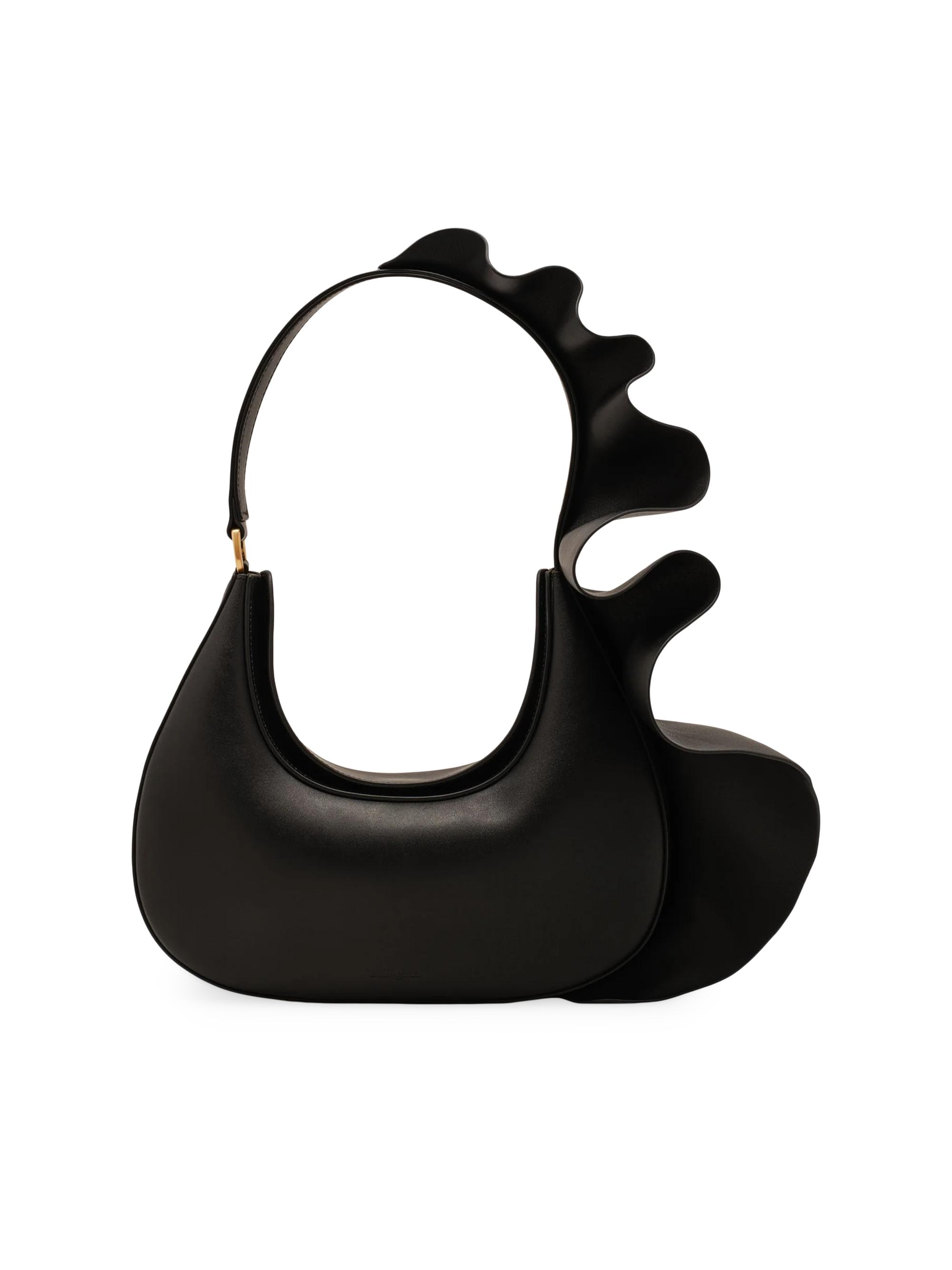 Cult Gaia Women's Zoella Asymmetric Leather Shoulder Bag - Black