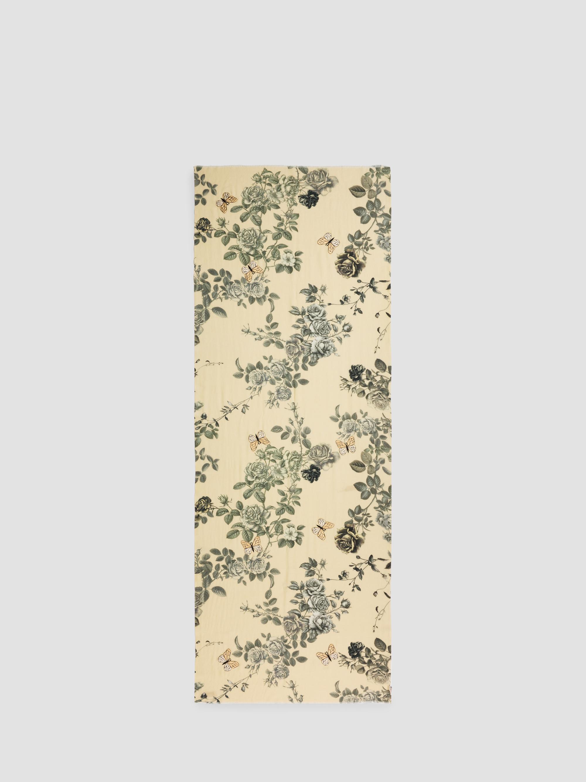 Janavi Women's Vintage Wings Wool-Silk Scarf - Beige Combo | Thumbnail 5