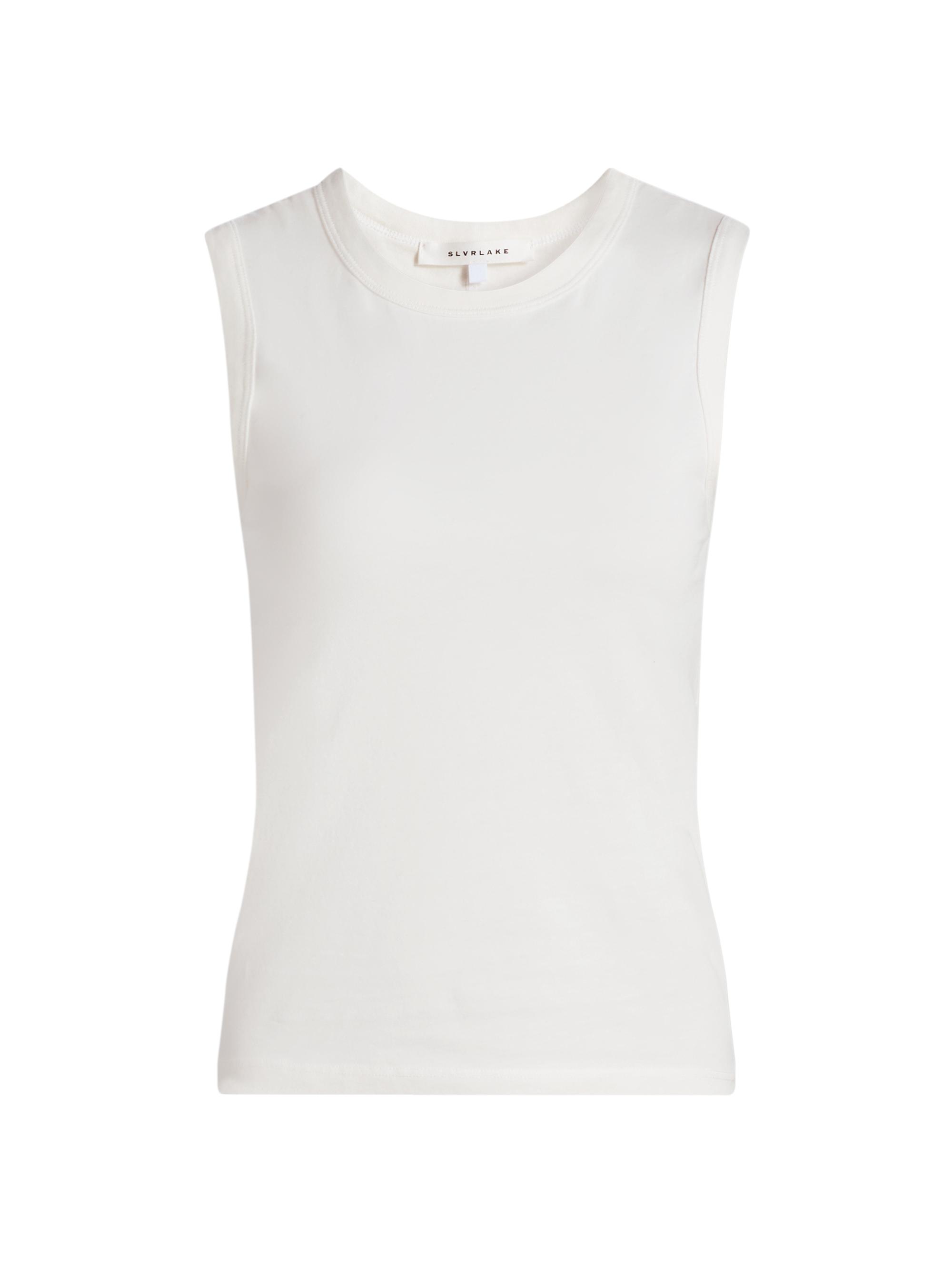 SLVRLAKE Women's Crew Cotton Tank - Natural White