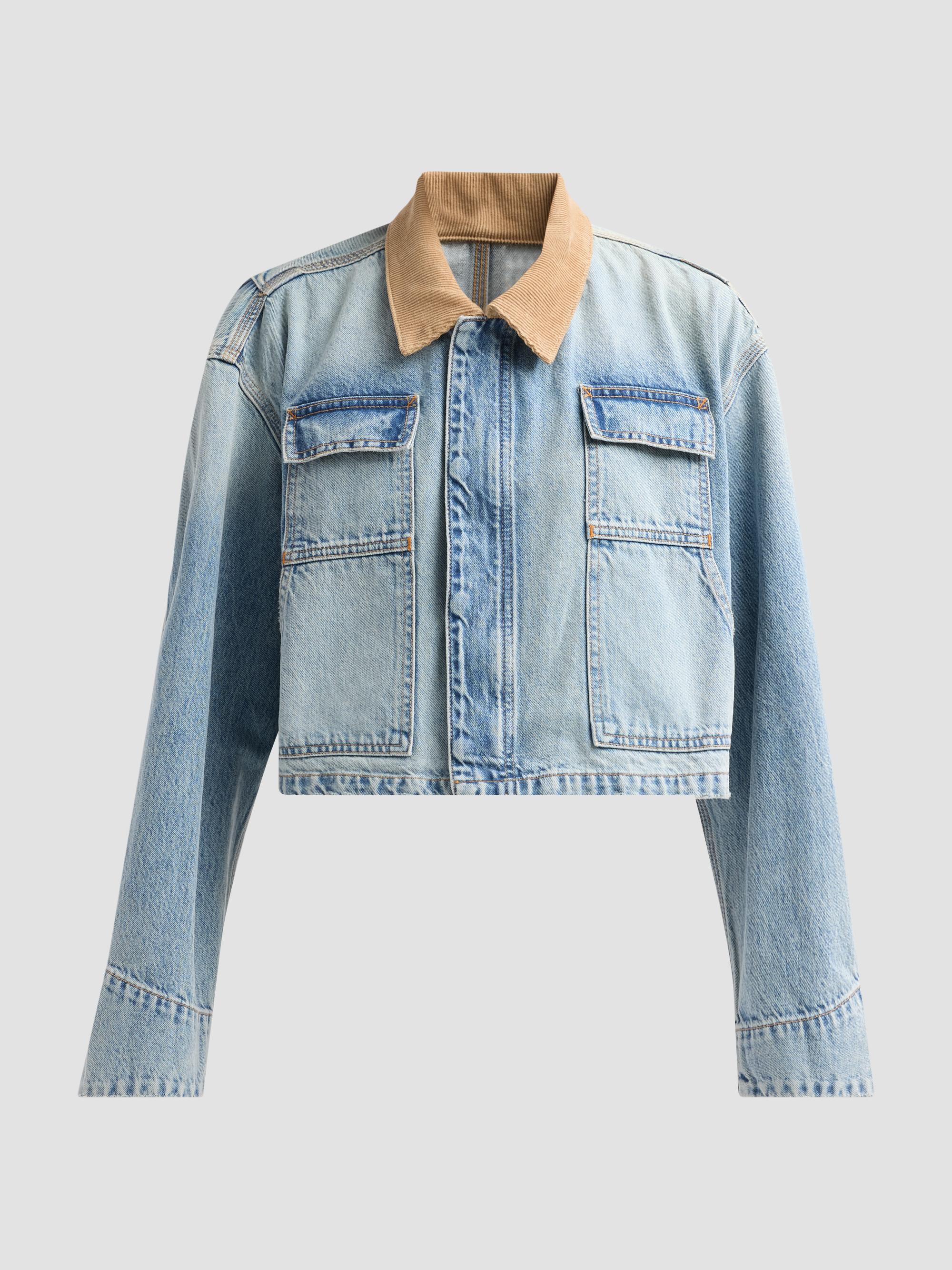 SLVRLAKE Women's Conner Denim Crop Worker Jacket - Conner Cropped Worker | Thumbnail 6