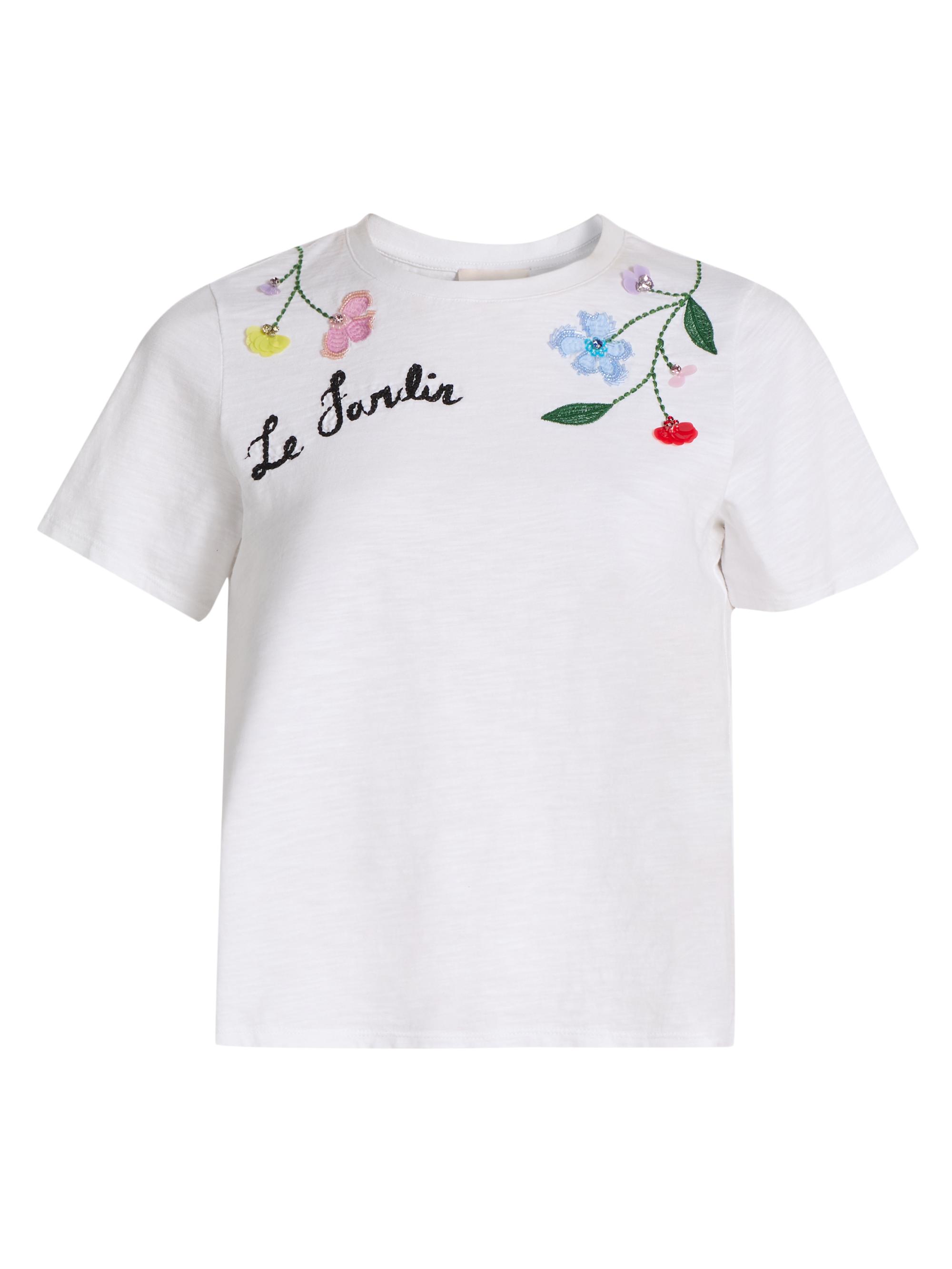 Cinq à Sept Women's 3D Floral Vine Shrunken T-Shirt - White Multi