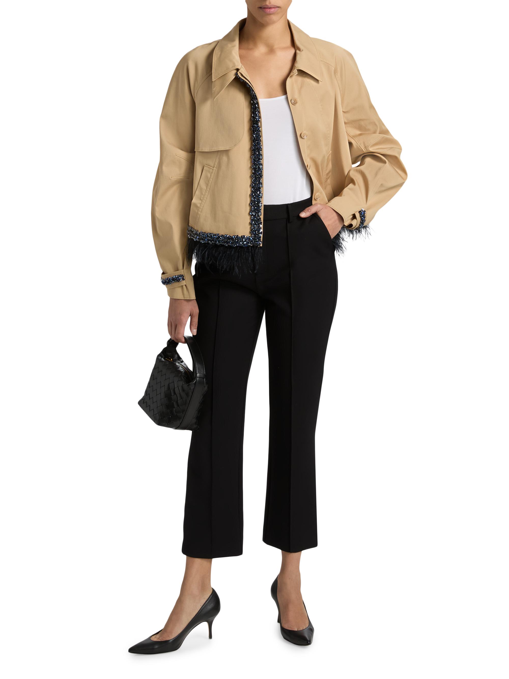 Cinq à Sept Carmila Embellished Feather Trim Jacket | Saks Fifth