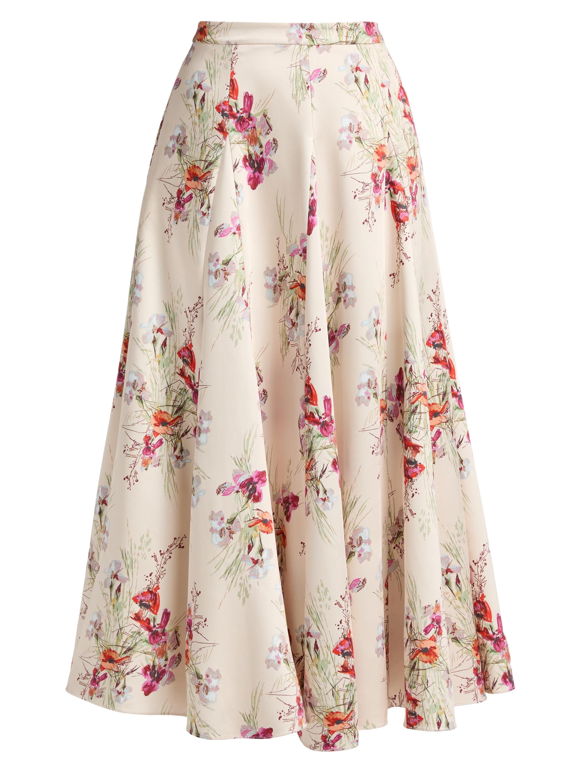 Cinq à Sept Women's Hilda Iris Bouquet Midi-Skirt - Oatmilk Multi