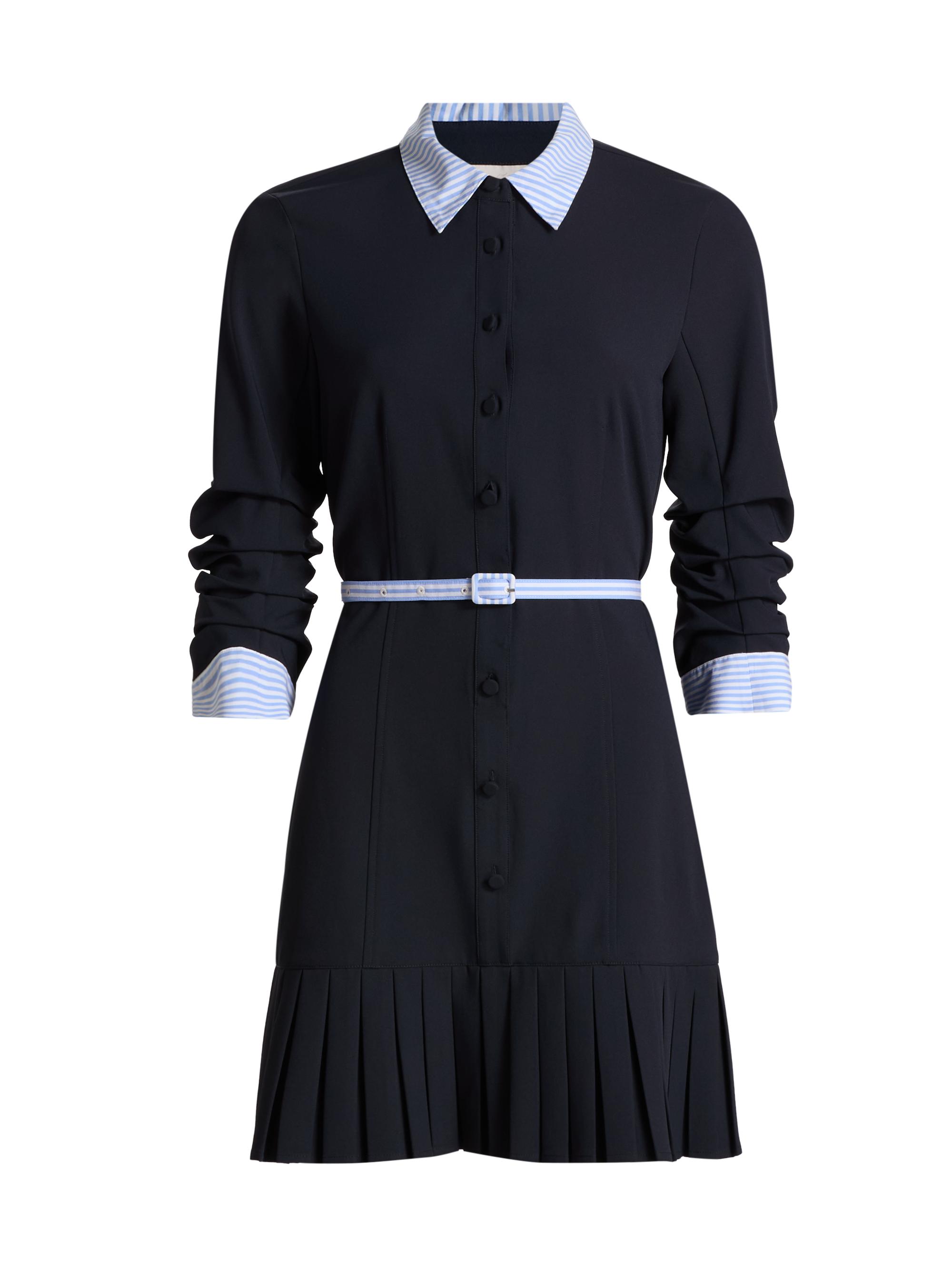 Cinq à Sept Women's Lucilla Striped Shirting-Trim Minidress - Navy Blue Stripe