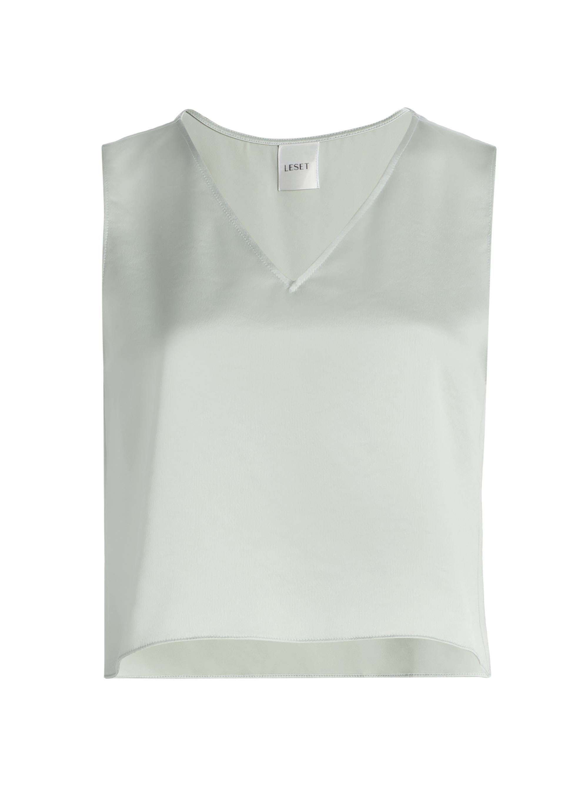 Leset Women's Barb Satin Crop Top - Watercress
