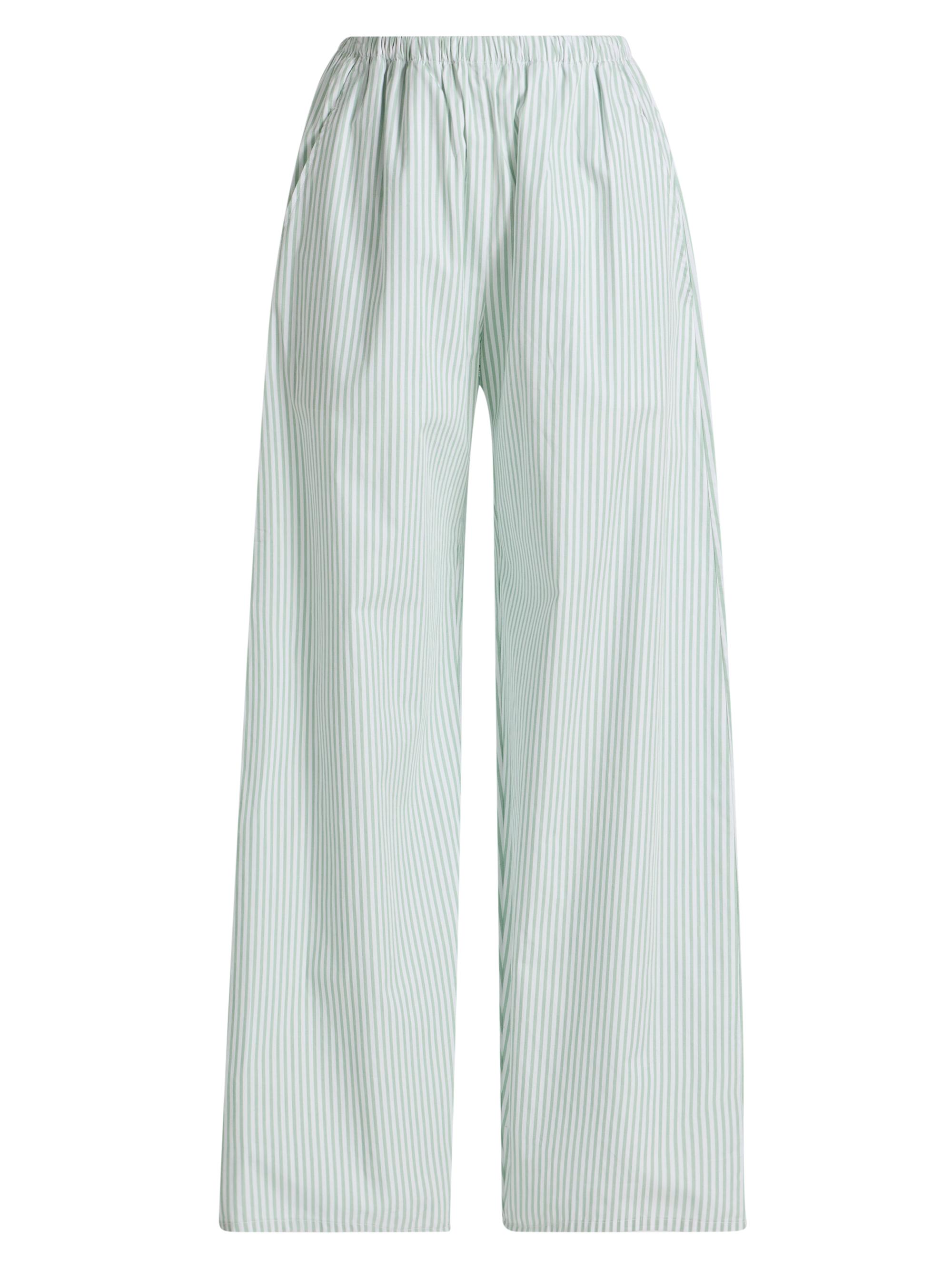 Leset Women's Yoshi Striped Cotton-Blend Wide-Leg Pants - Vert Stripe