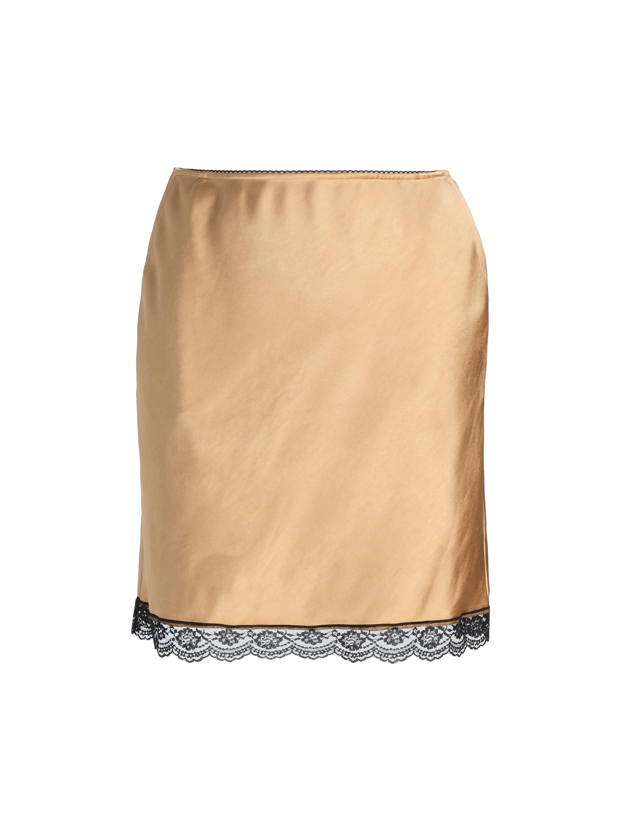 dh New York Women's Candice Satin Lace-Hem Miniskirt - Camel Combo | Thumbnail 8