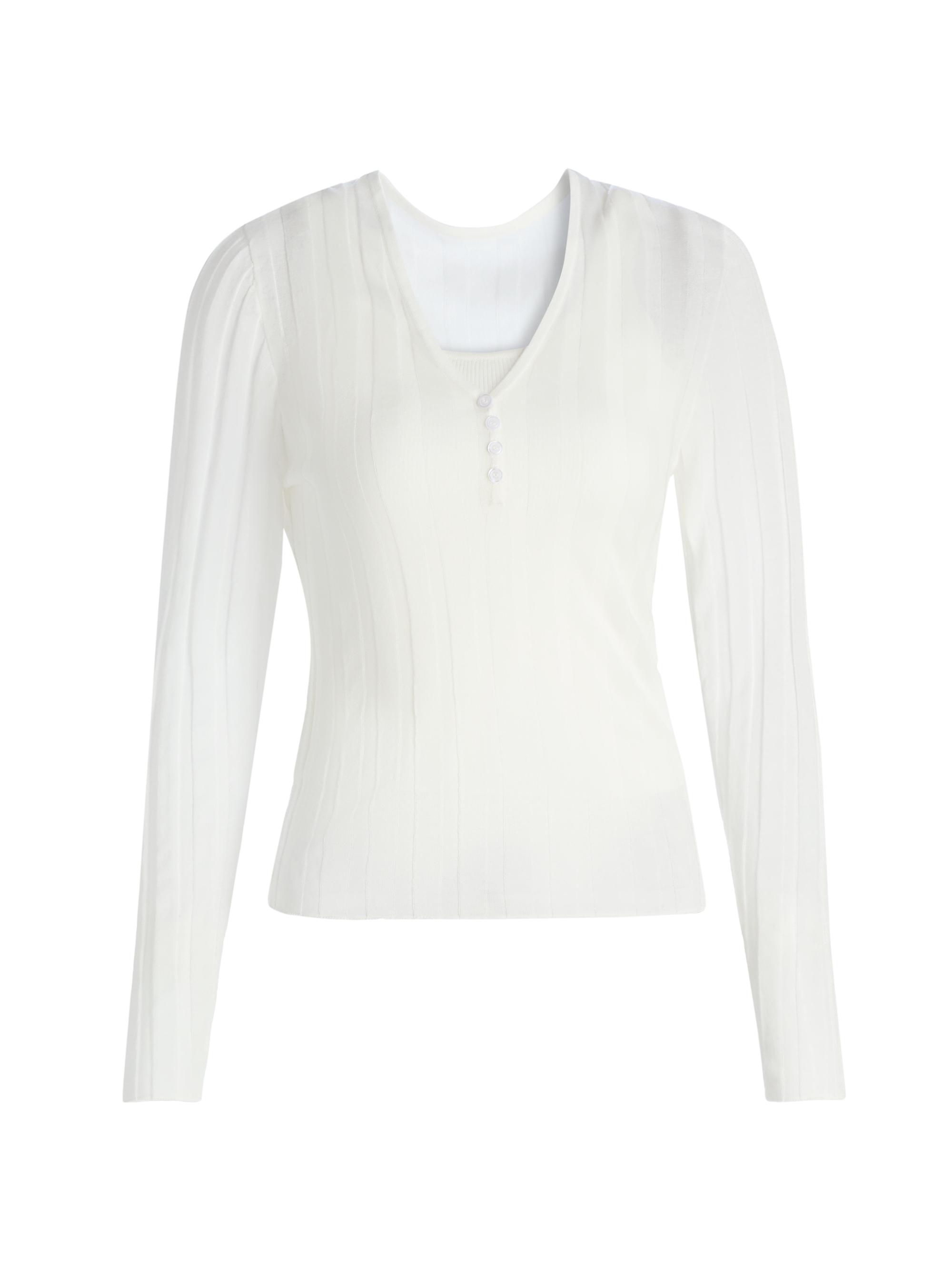 dh New York Women's Lilian Henley Top - White