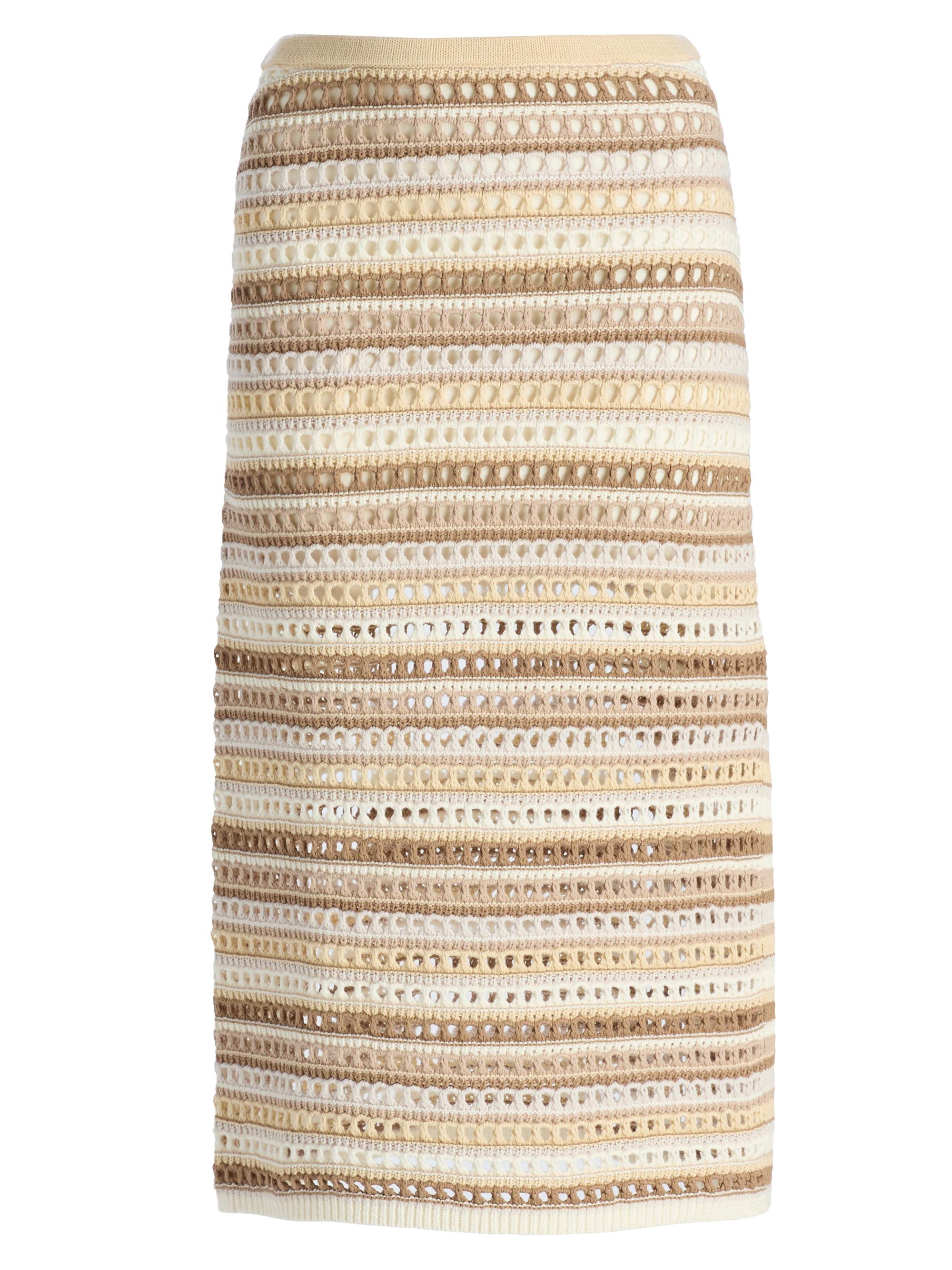 dh New York Women's Sacha Stripe Crochet Cotton Midi-Skirt - Sunbleach Combo