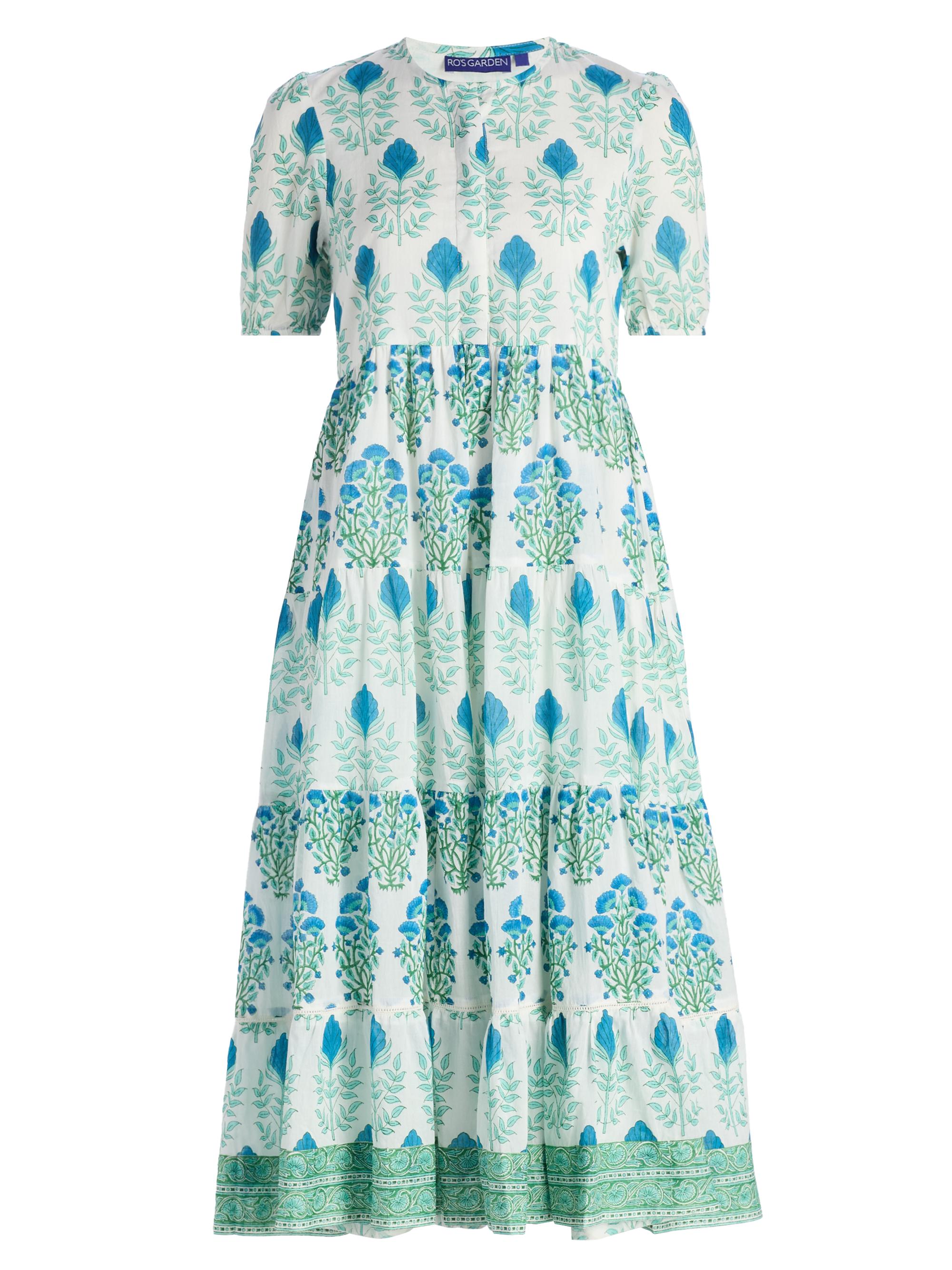 Ro's Garden Women's Daphne Floral Cotton Midi-Dress - Blue