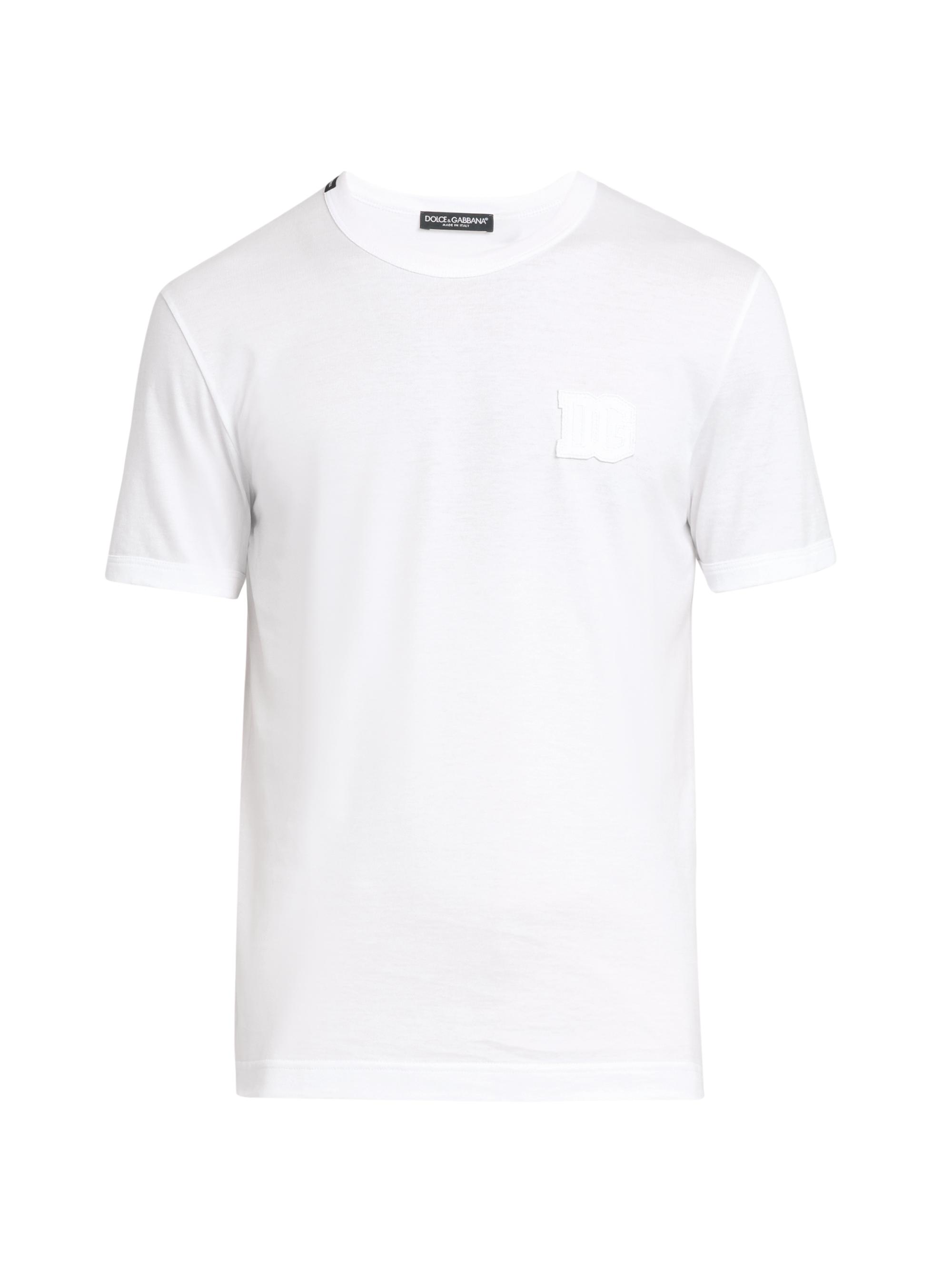 Dolce & Gabbana Men's DG Patch Cotton Crewneck T-Shirt - Bianco Ottico