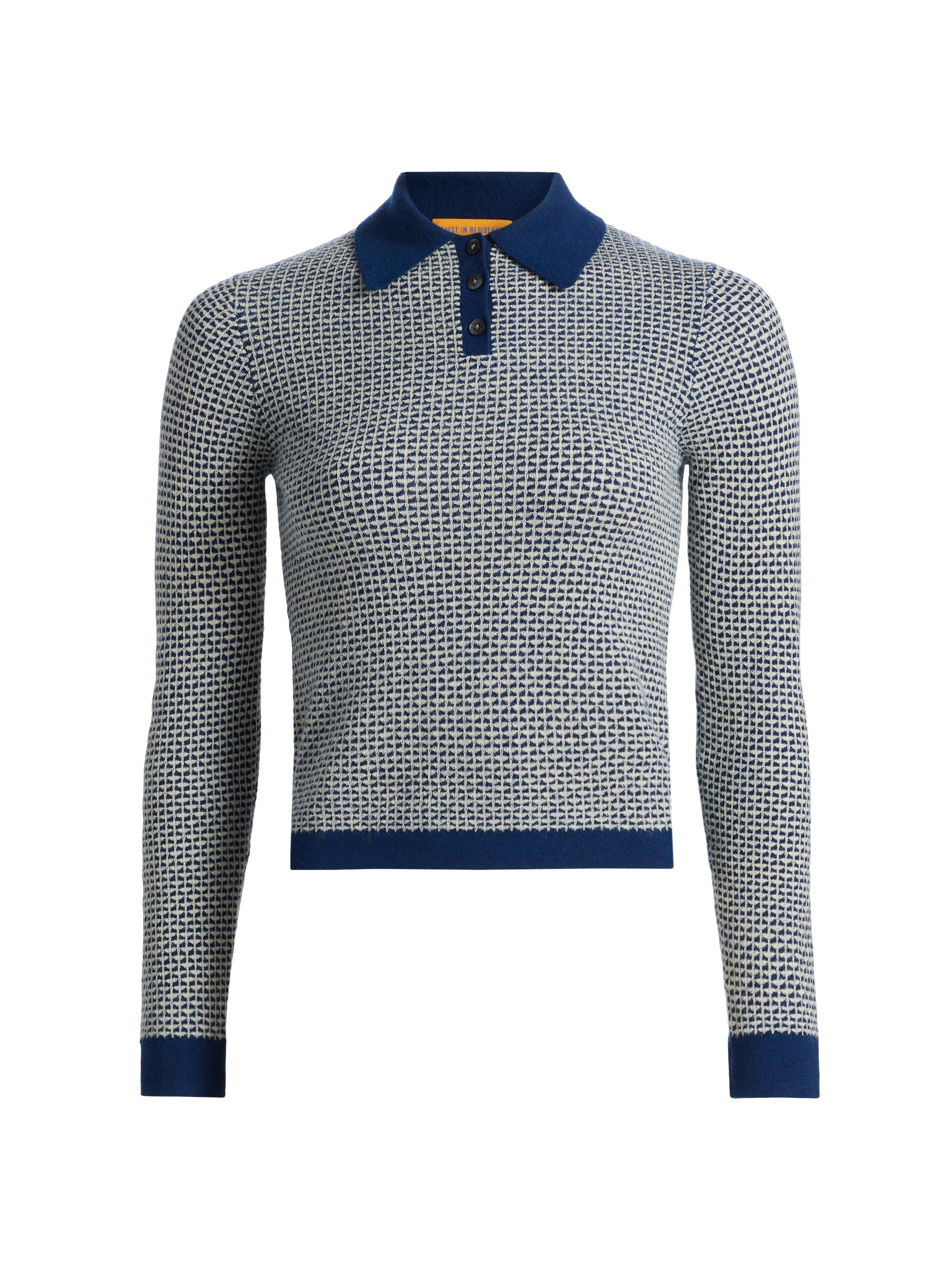 Guest in Residence Women's Pique Shrunken Polo Top - Navy Combo