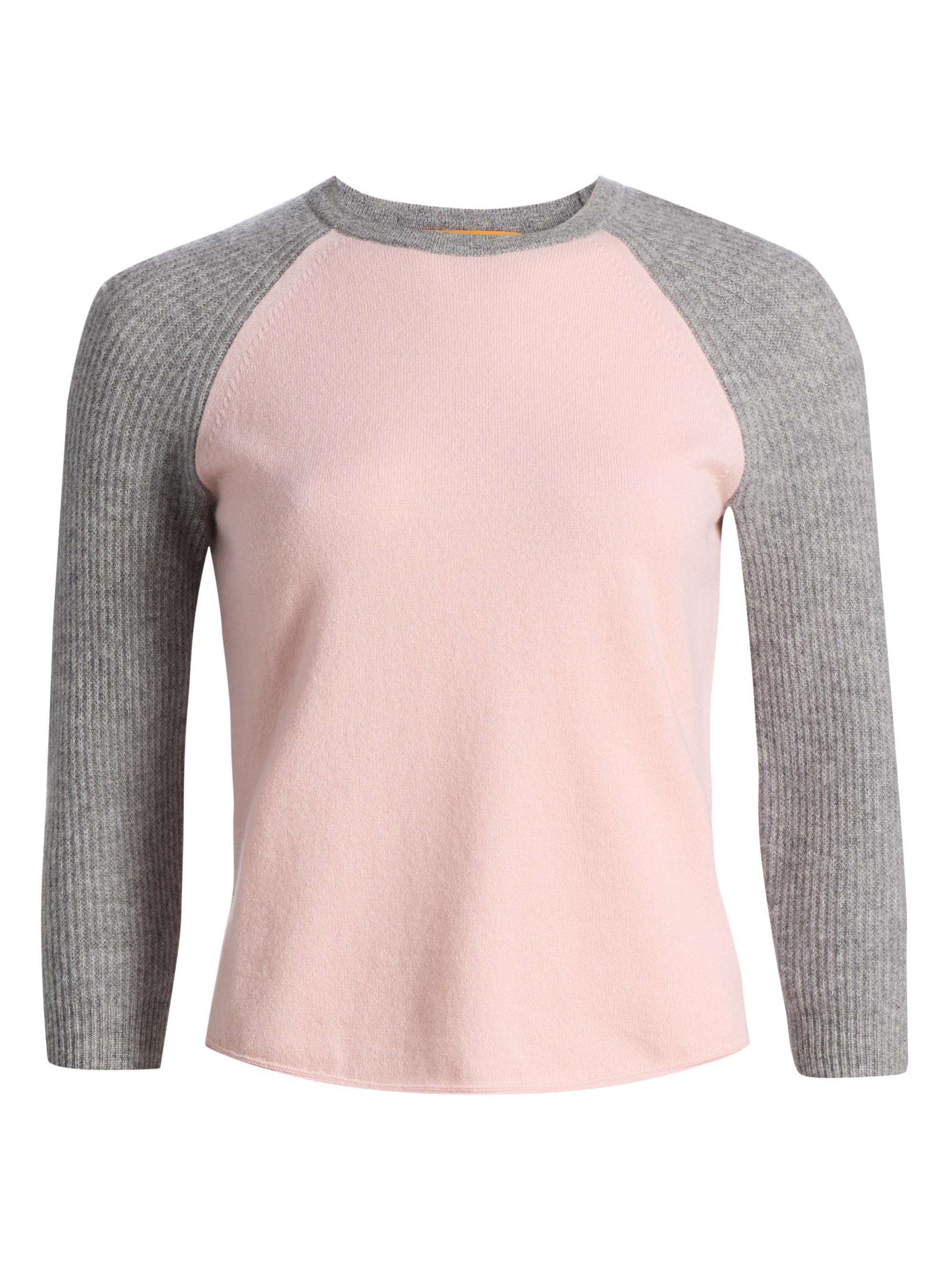 Guest in Residence Women's Cashmere Baseball T-Shirt - Powder Pink Heather Grey