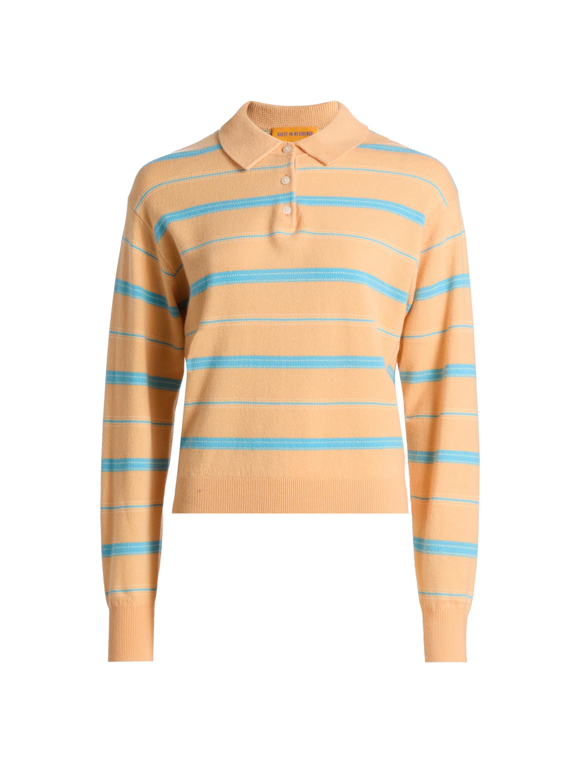 Guest in Residence Women's Collegiate Striped Cashmere Polo Top - Sorbet Combo